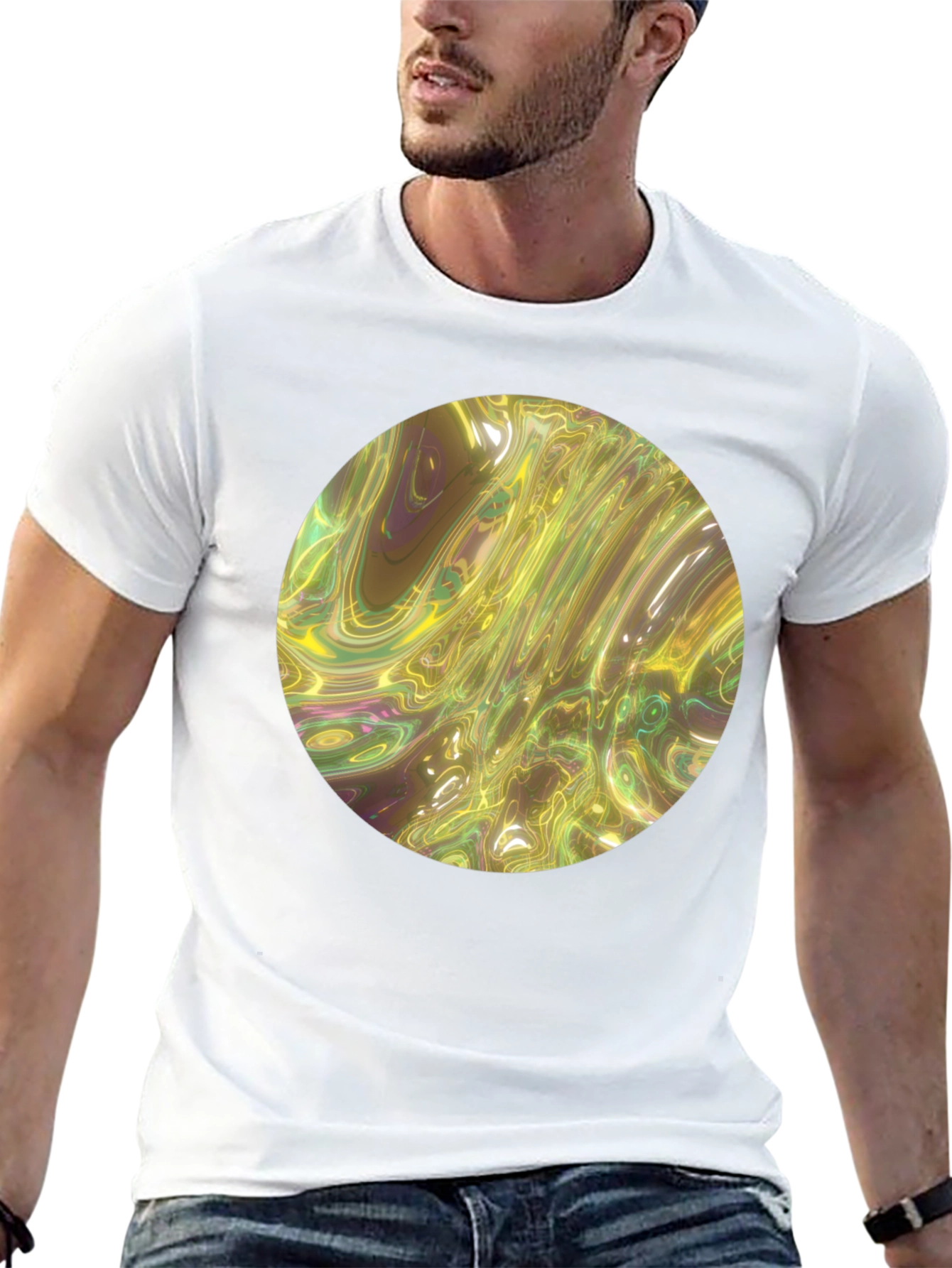 Abstract Circle Print Black T-Shirt