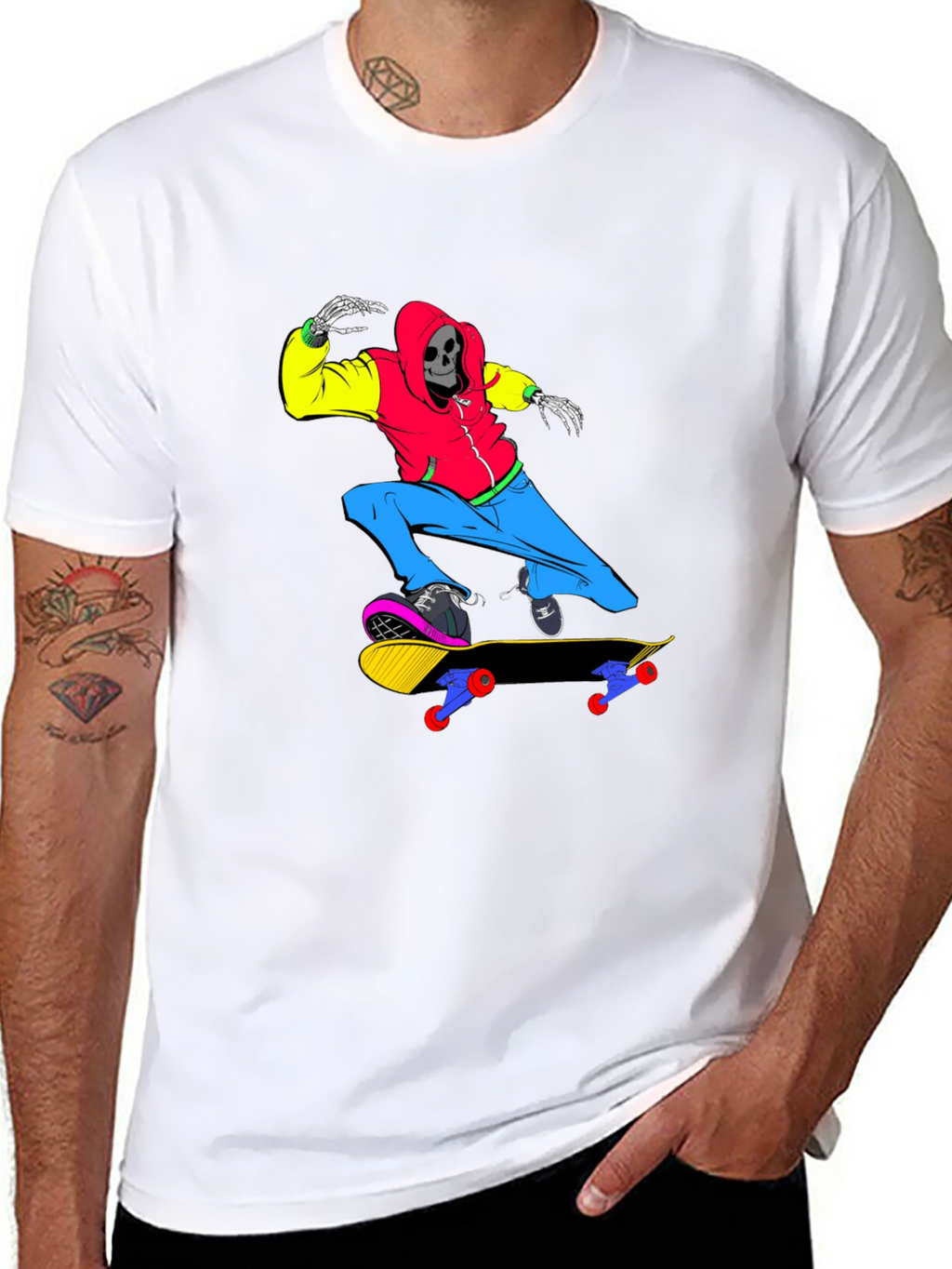 Skateboard Skeleton T-Shirt - Cool Graphic Tee