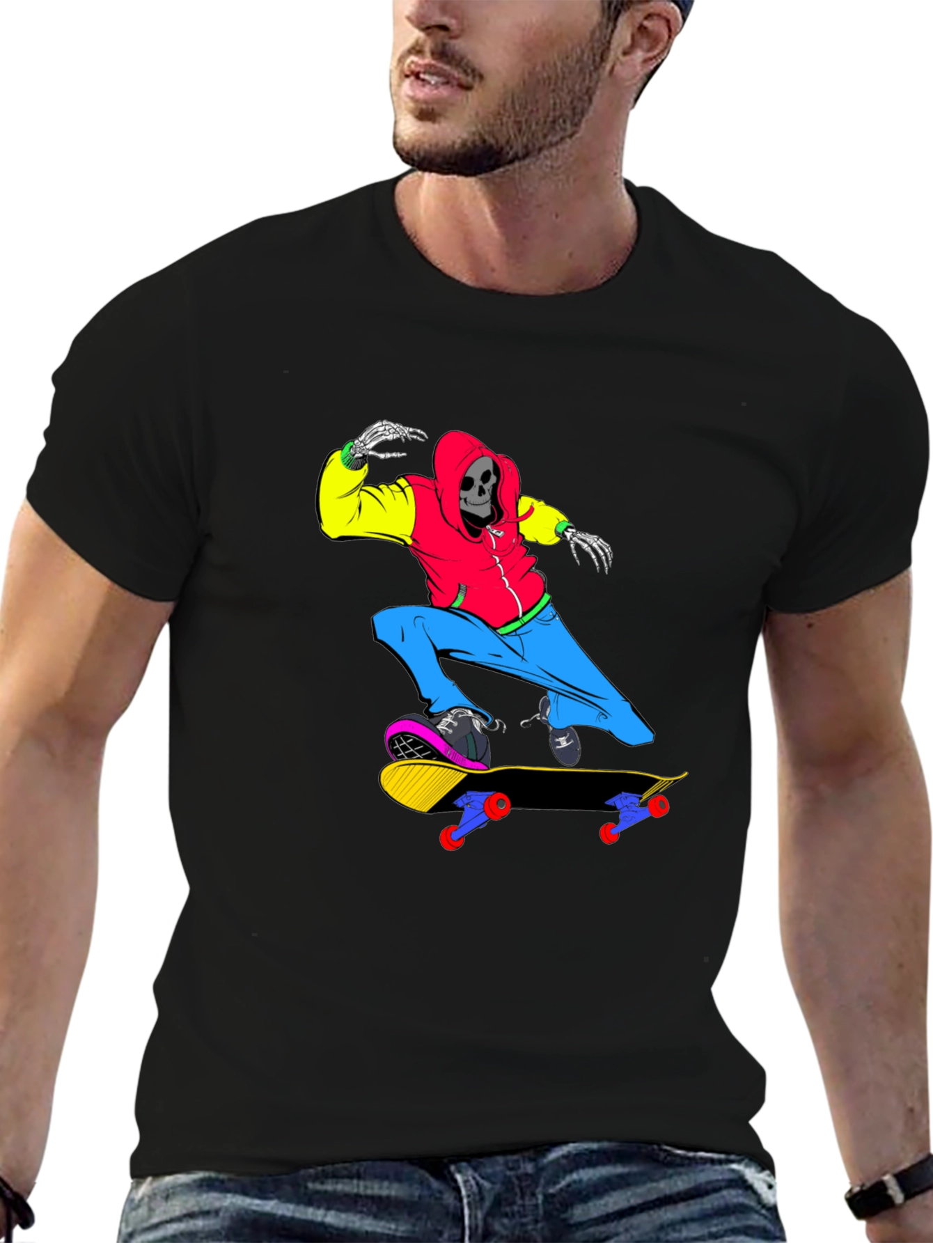 Skateboard Skeleton T-Shirt - Cool Graphic Tee