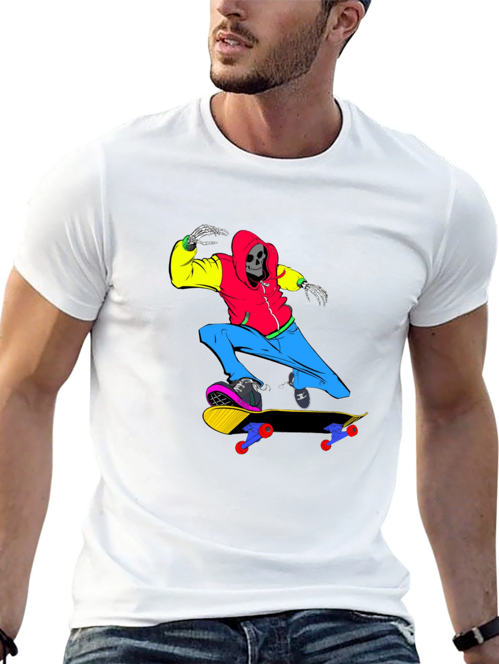 Skateboard Skeleton T-Shirt - Cool Graphic Tee