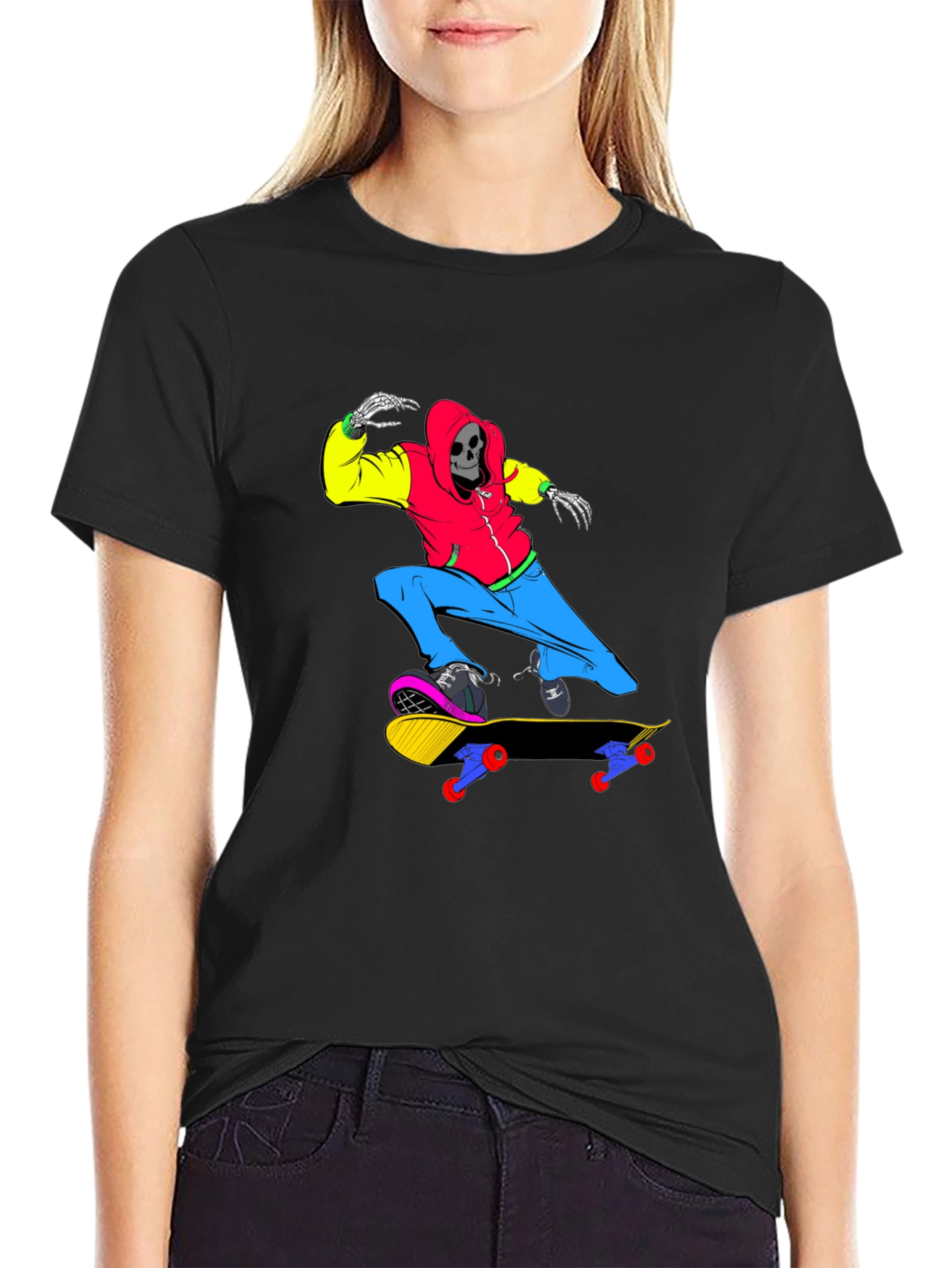 Skateboard Skeleton T-Shirt - Cool Graphic Tee