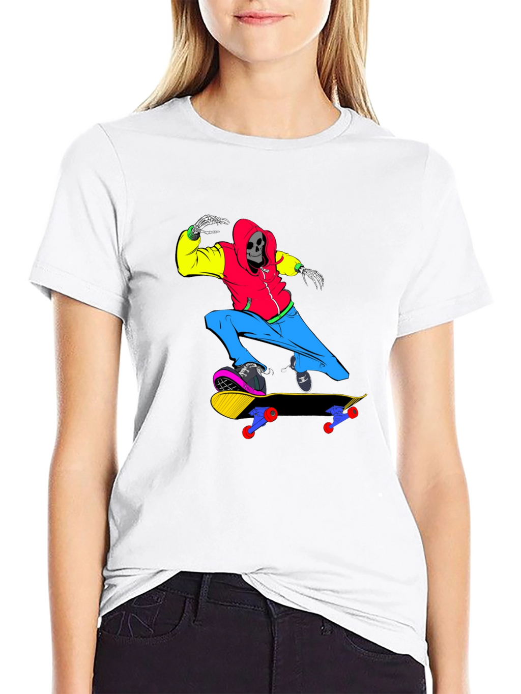 Skateboard Skeleton T-Shirt - Cool Graphic Tee