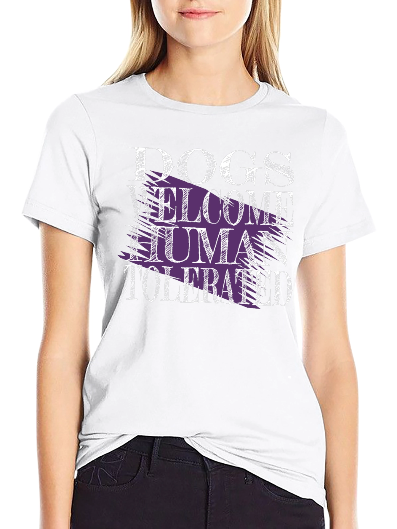 Dogs Welcome Human Tolerated Graphic Tee