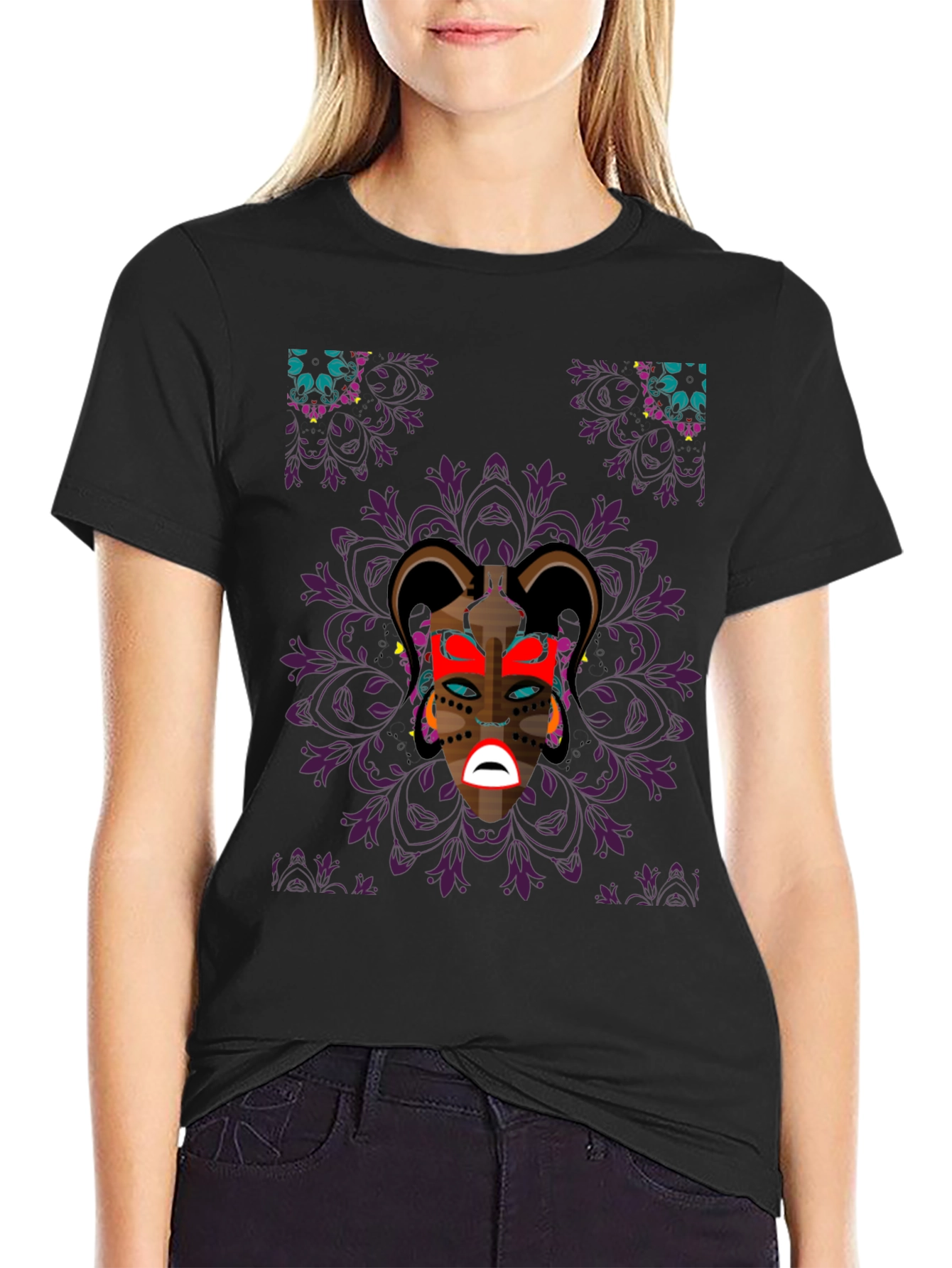 Graphic Print Black Tee