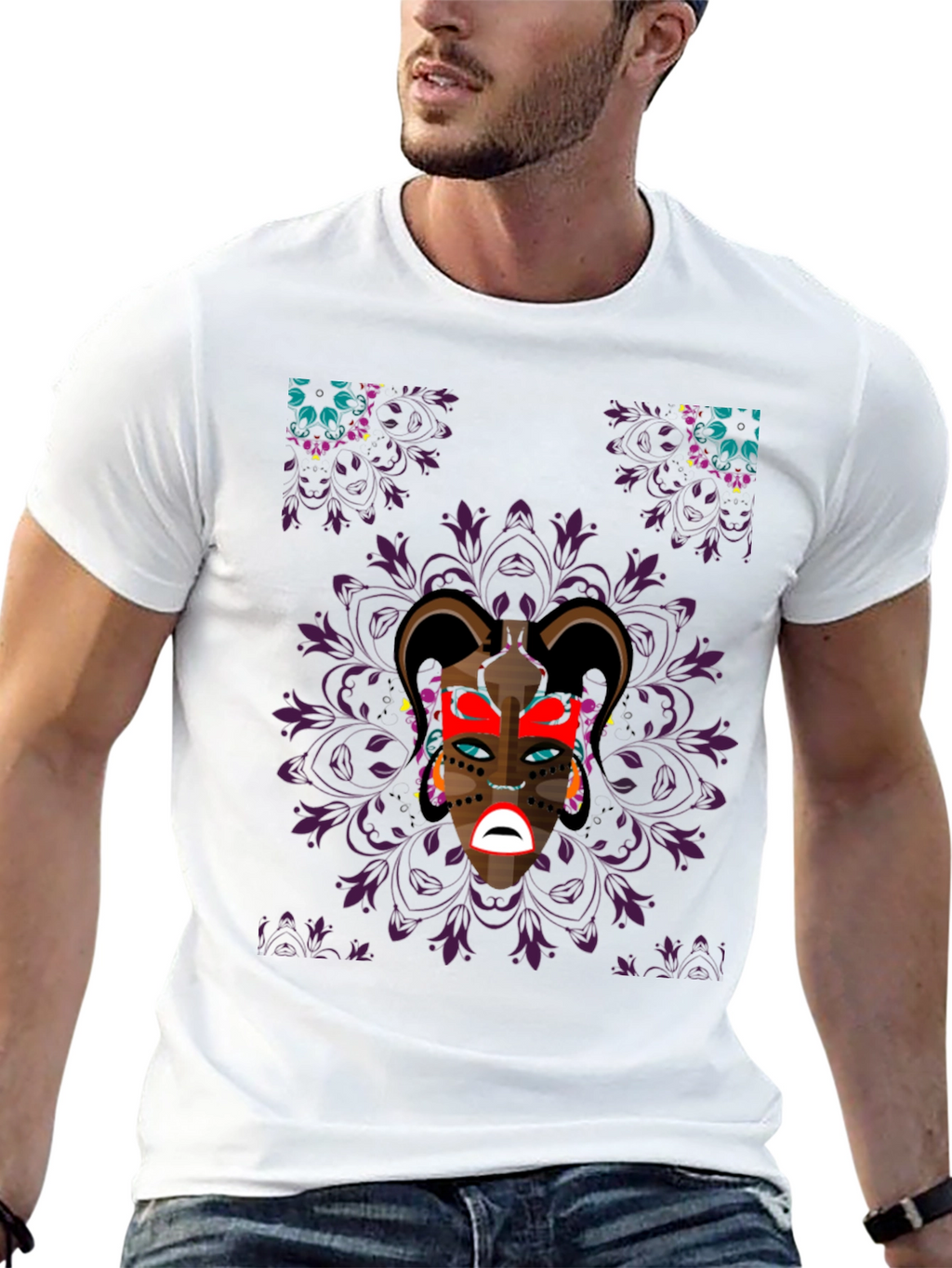 Graphic Print Black Tee