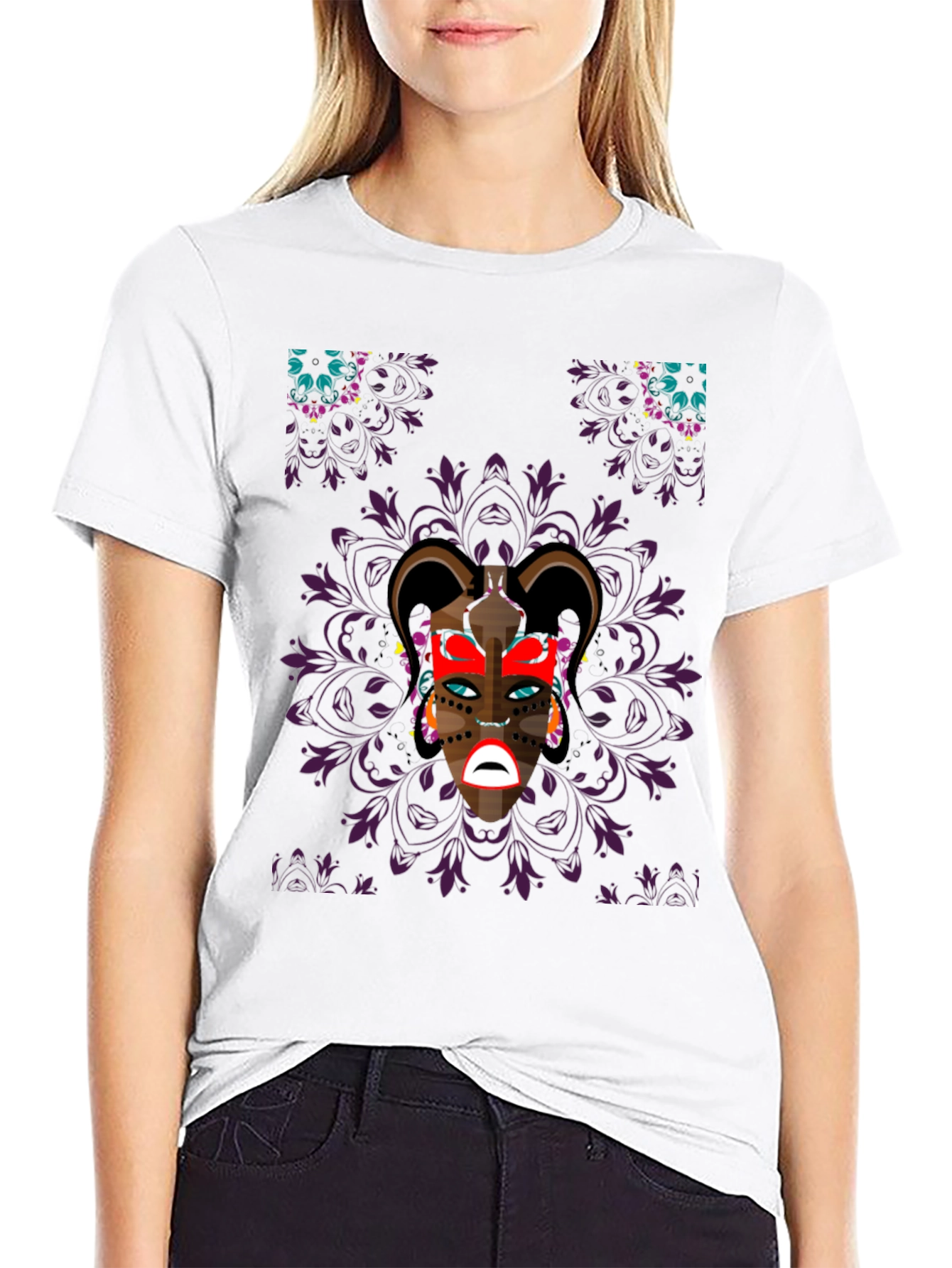 Graphic Print Black Tee