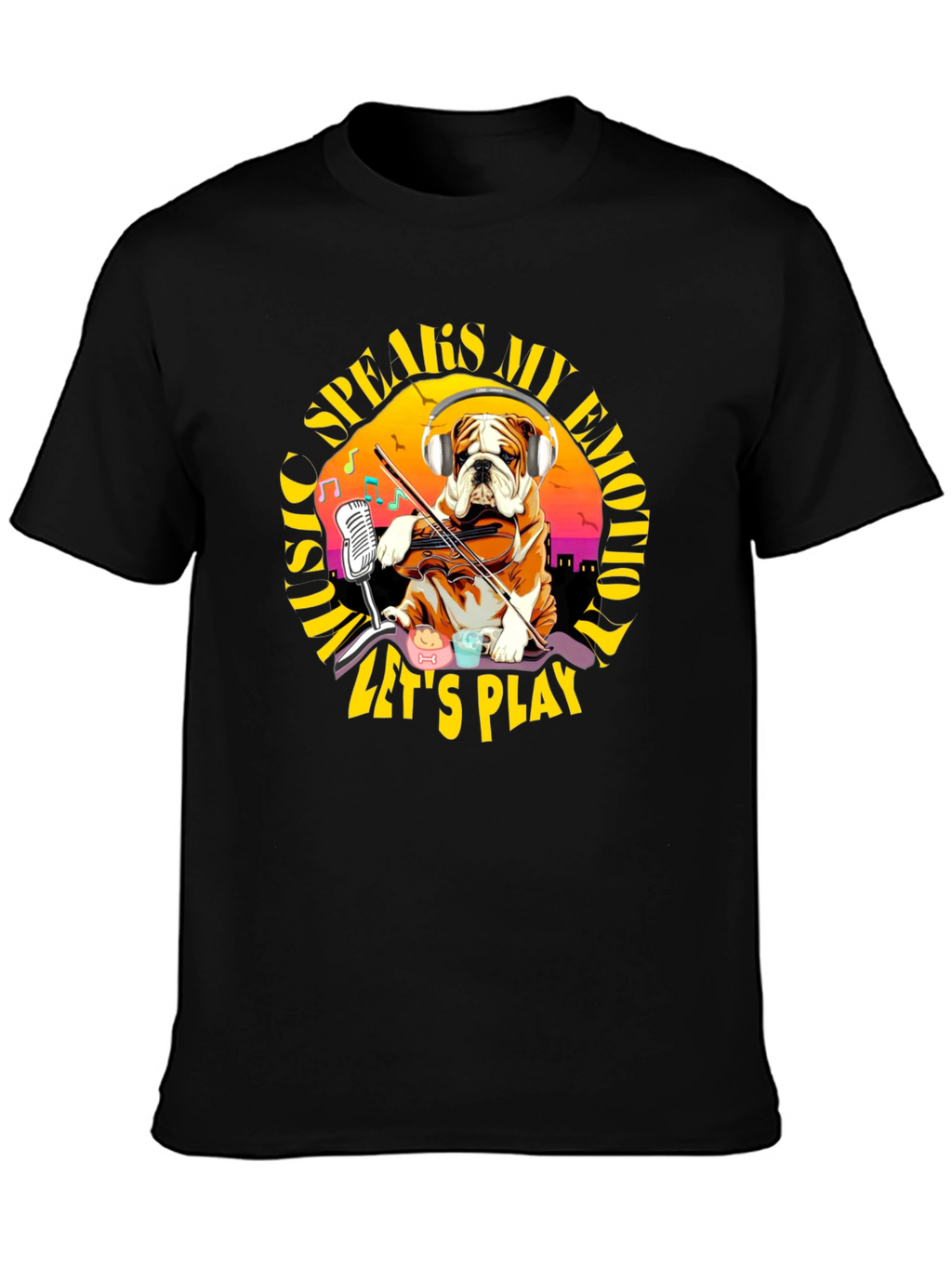 Music Speaks My Emotion Bulldog T-Shirt