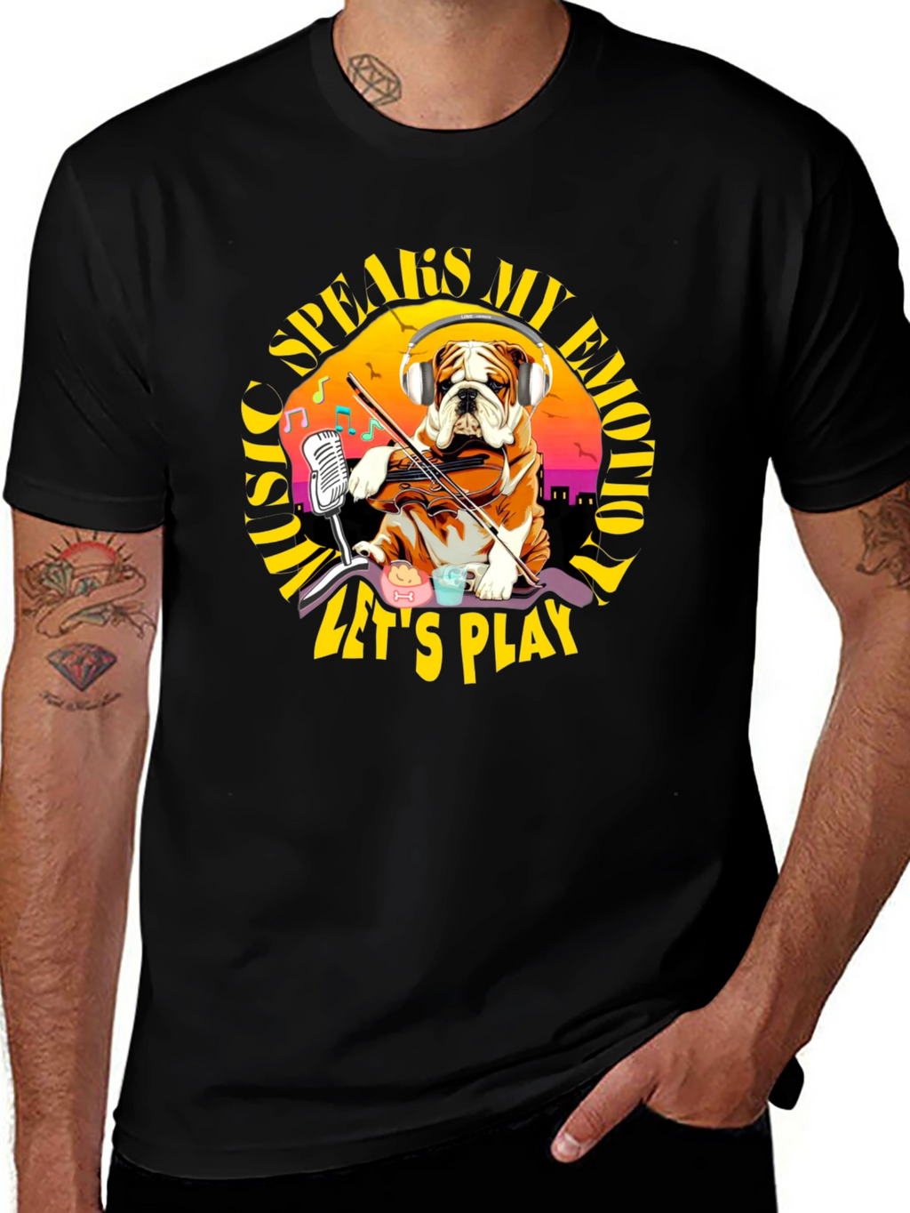 Music Speaks My Emotion Bulldog T-Shirt