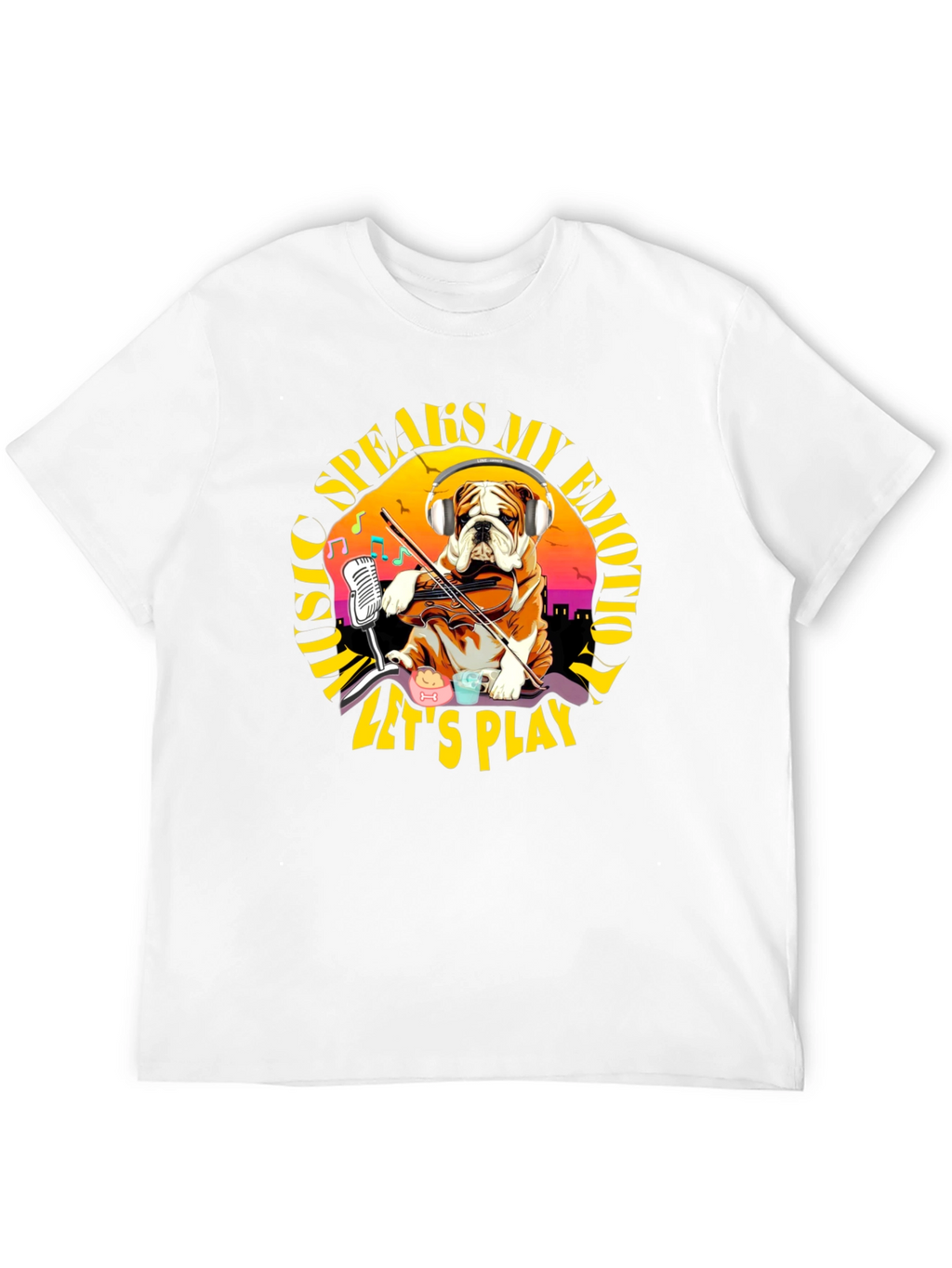 Music Speaks My Emotion Bulldog T-Shirt