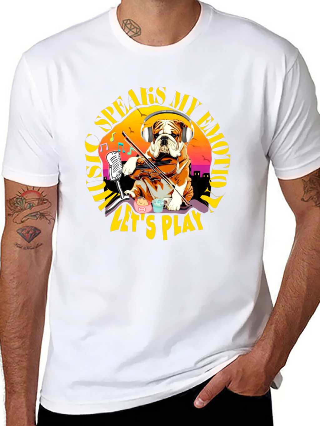 Music Speaks My Emotion Bulldog T-Shirt