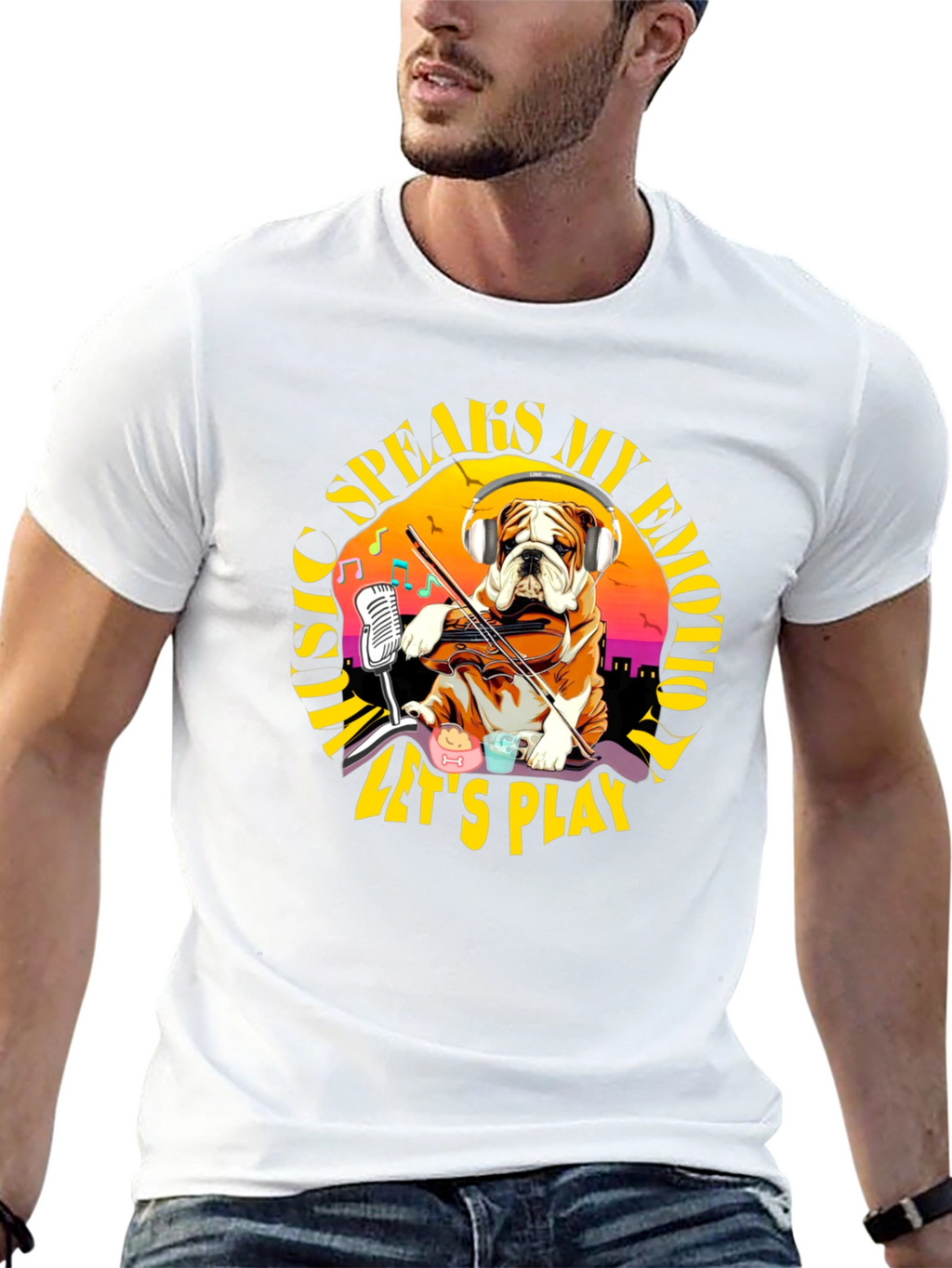 Music Speaks My Emotion Bulldog T-Shirt