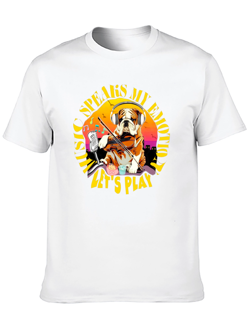 Music Speaks My Emotion Bulldog T-Shirt