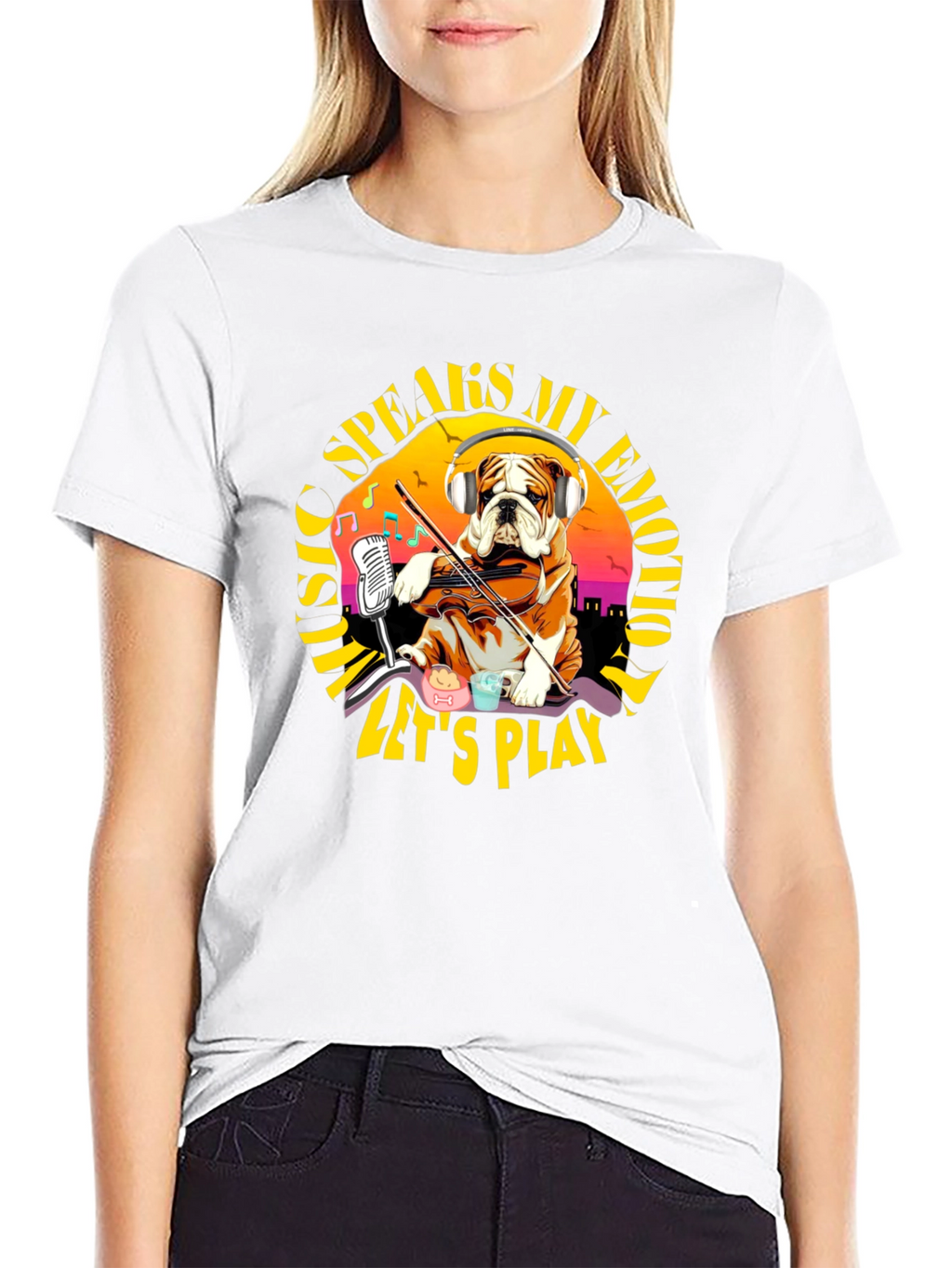 Music Speaks My Emotion Bulldog T-Shirt