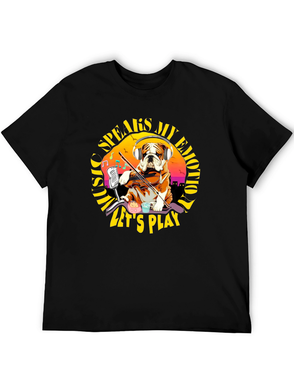Music Speaks My Emotion Bulldog T-Shirt