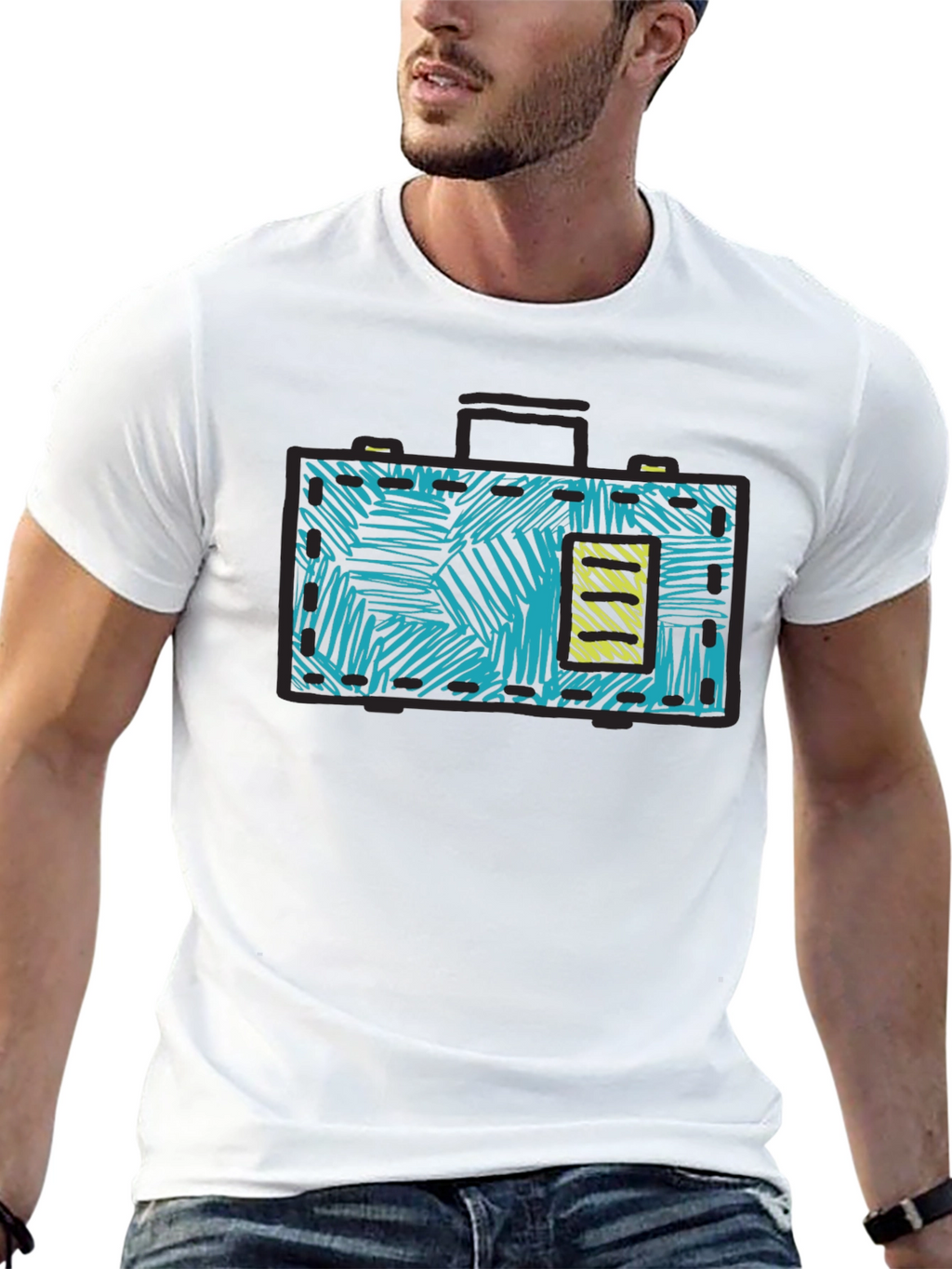 Retro Briefcase Graphic T-Shirt - Unique Design