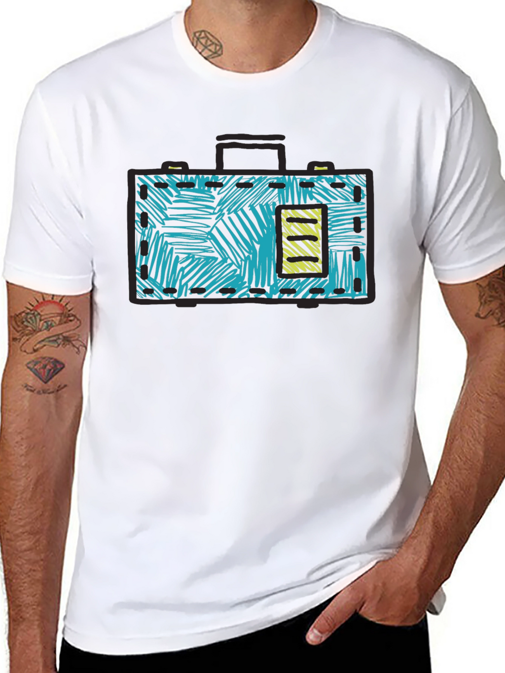 Retro Briefcase Graphic T-Shirt - Unique Design