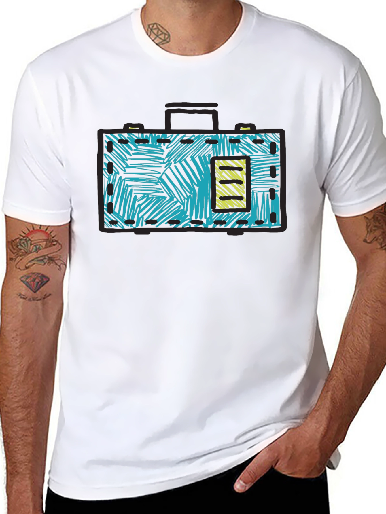 Retro Briefcase Graphic T-Shirt - Unique Design