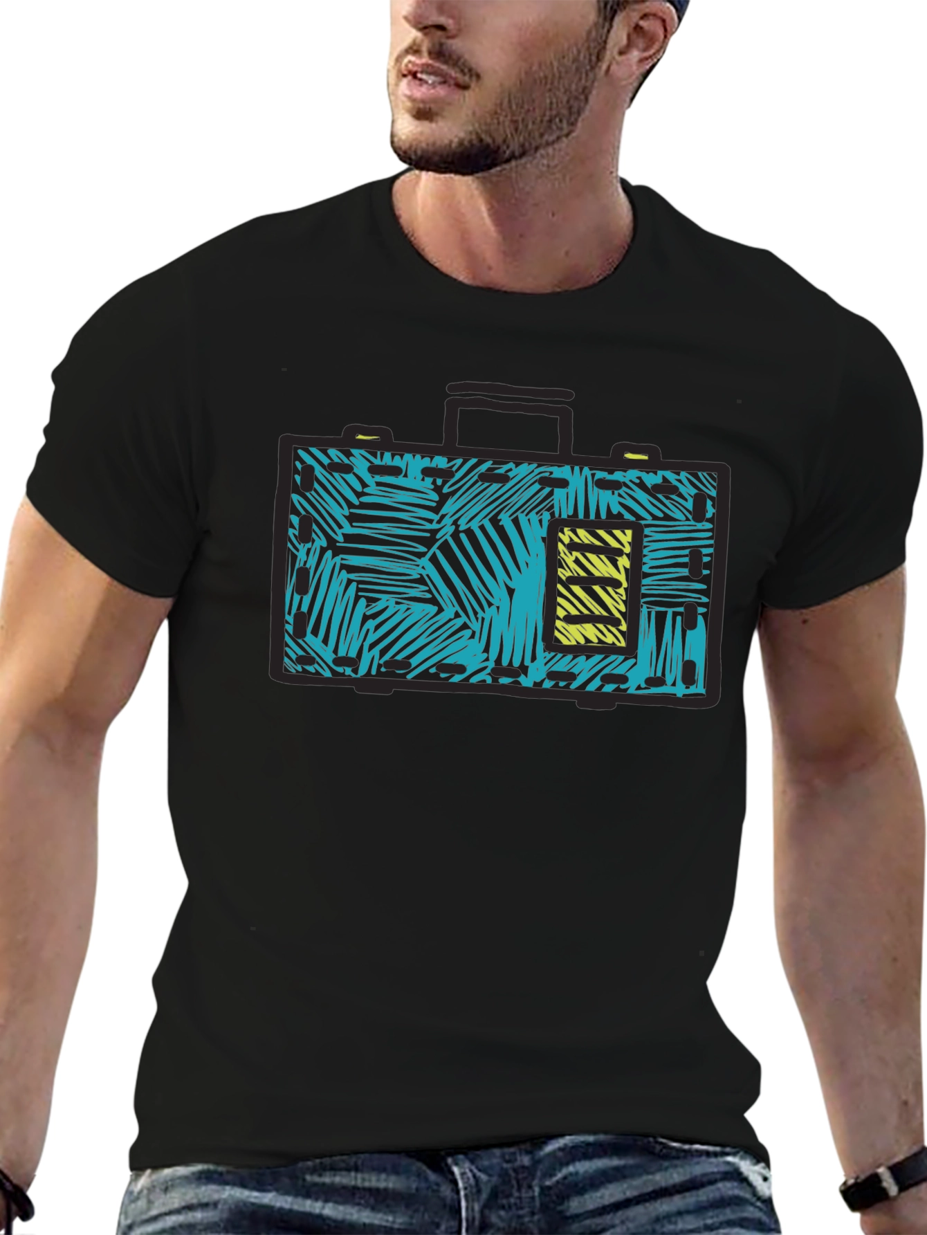 Retro Briefcase Graphic T-Shirt - Unique Design