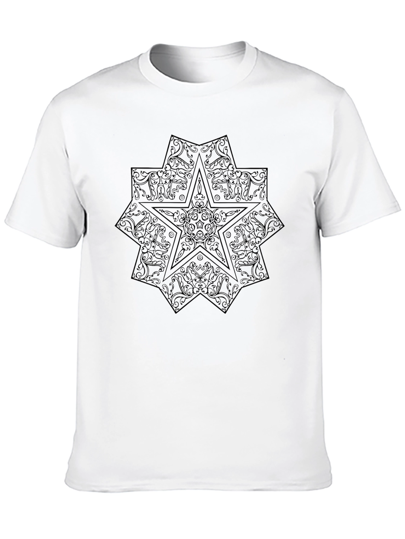 Mens Black Graphic Tee - Star Design