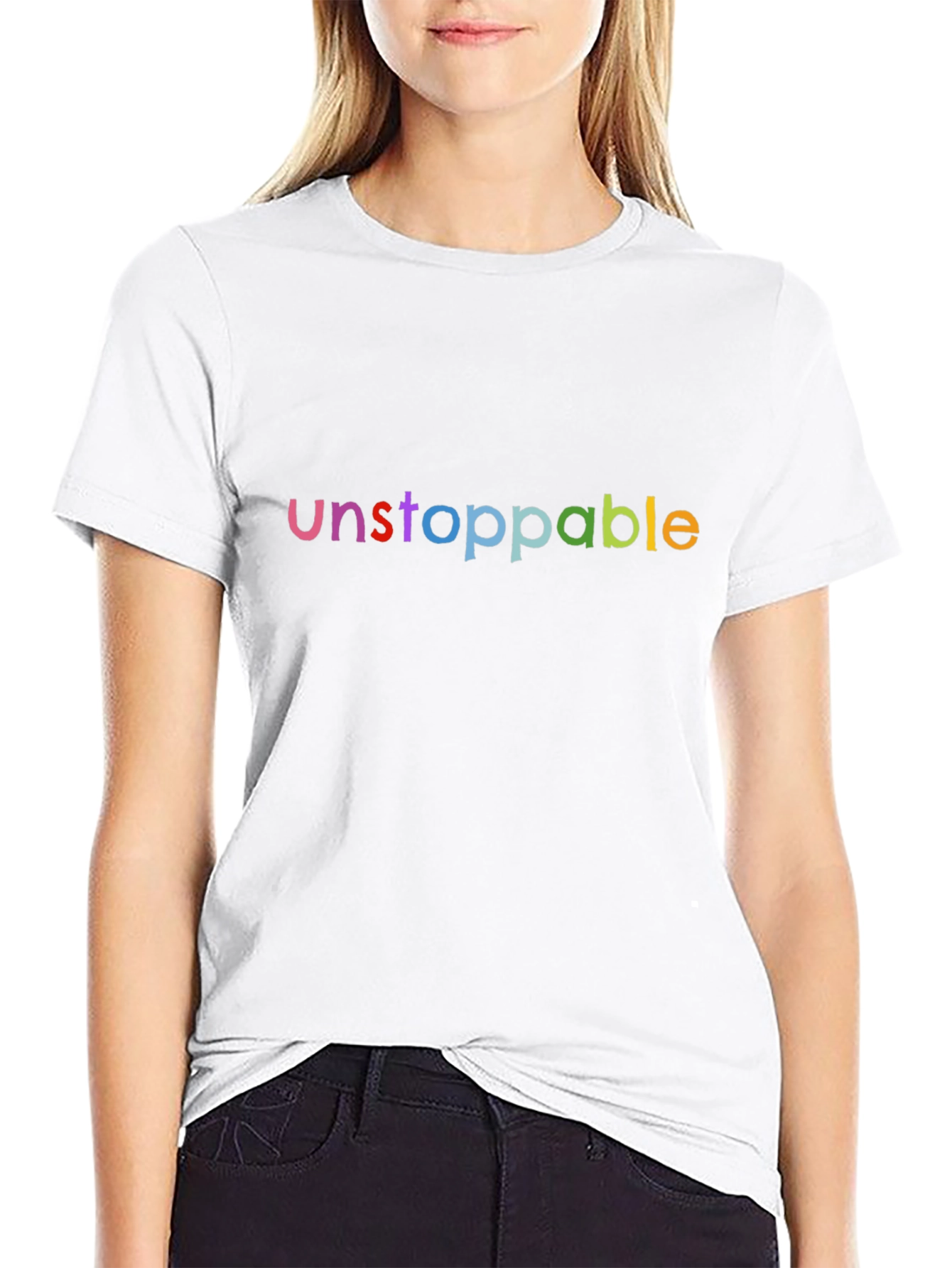 Unstoppable Rainbow Text Black T-Shirt