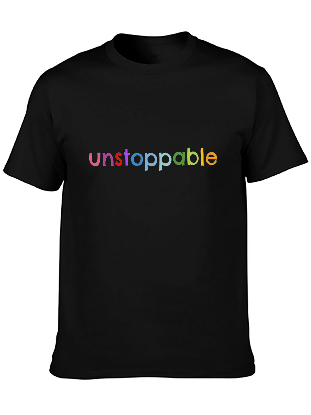 Unstoppable Rainbow Text Black T-Shirt