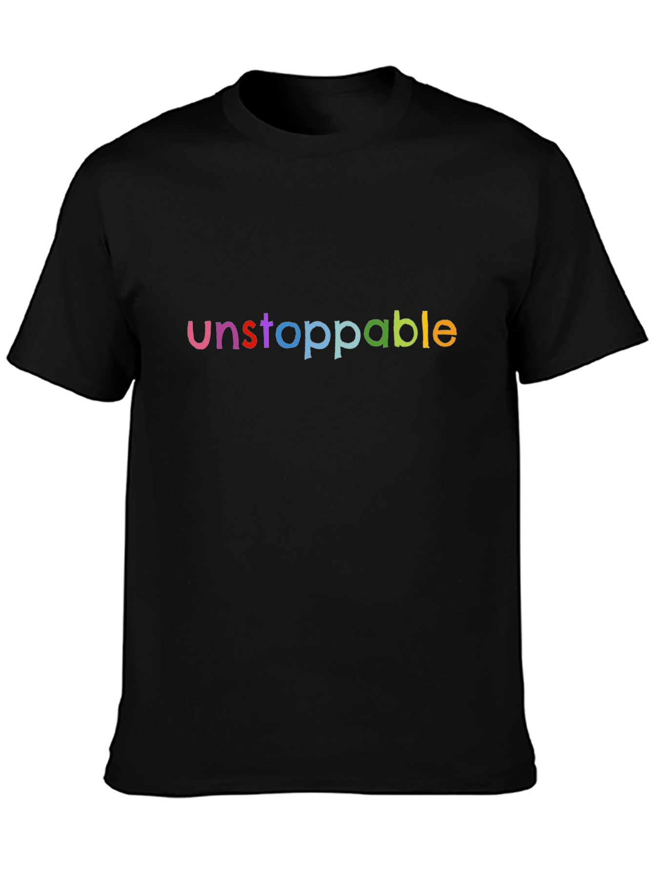 Unstoppable Rainbow Text Black T-Shirt