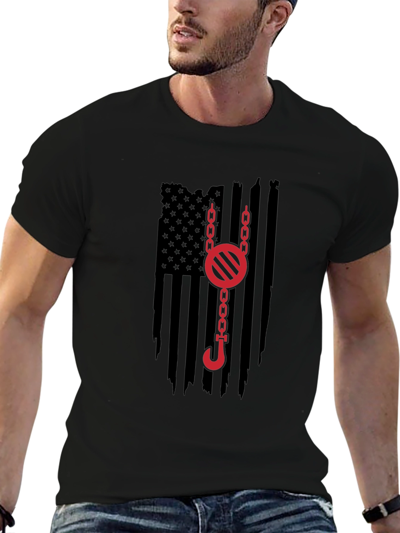 Crane Operator American Flag Graphic Tee