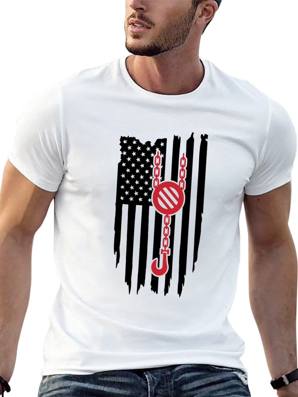 Crane Operator American Flag Graphic Tee