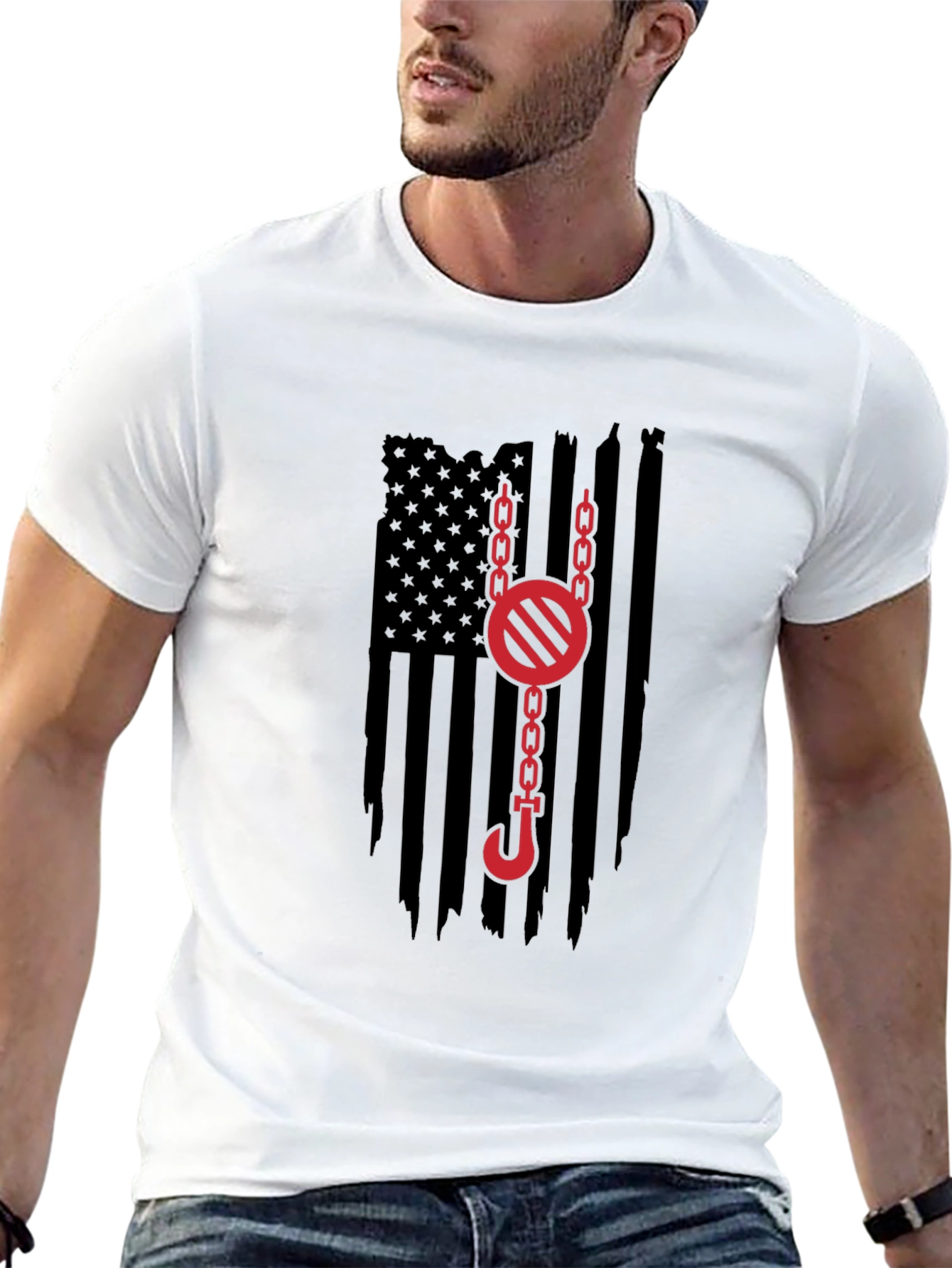 Crane Operator American Flag Graphic Tee