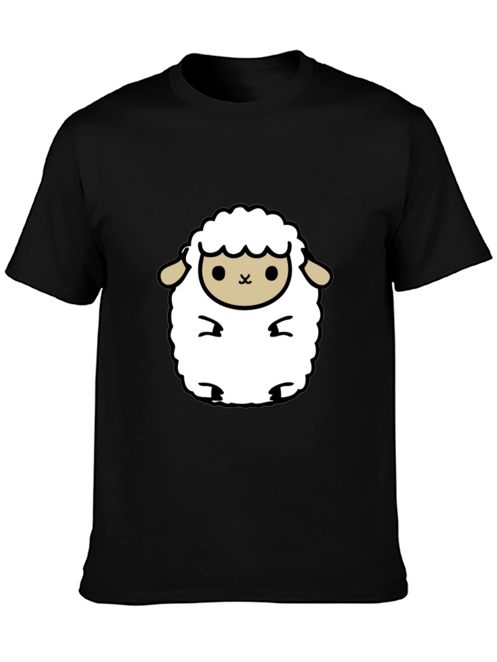 Cute Sheep Graphic Black T-Shirt
