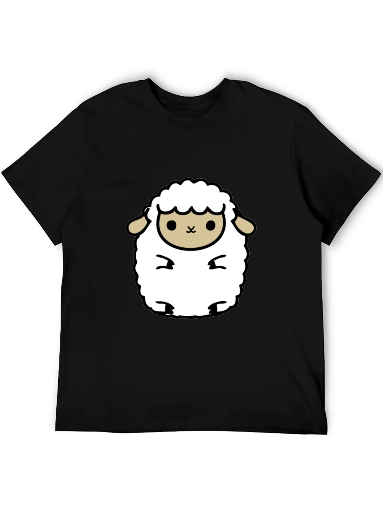 Cute Sheep Graphic Black T-Shirt