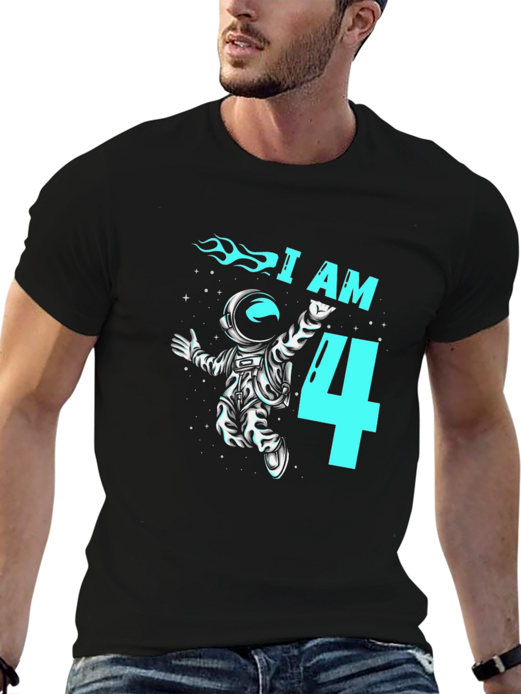 I am Four Astronaut T-Shirt Birthday Tee