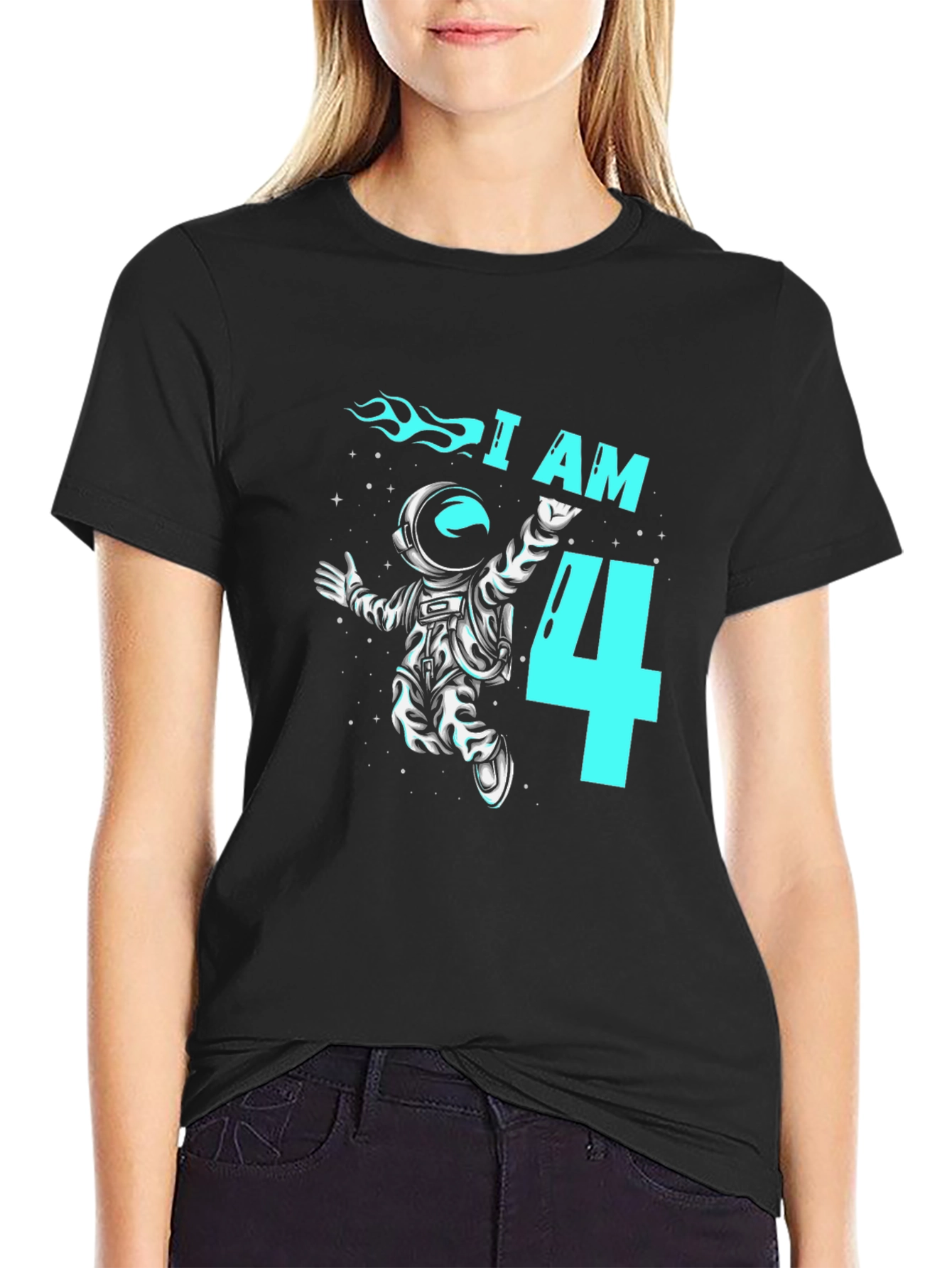I am Four Astronaut T-Shirt Birthday Tee