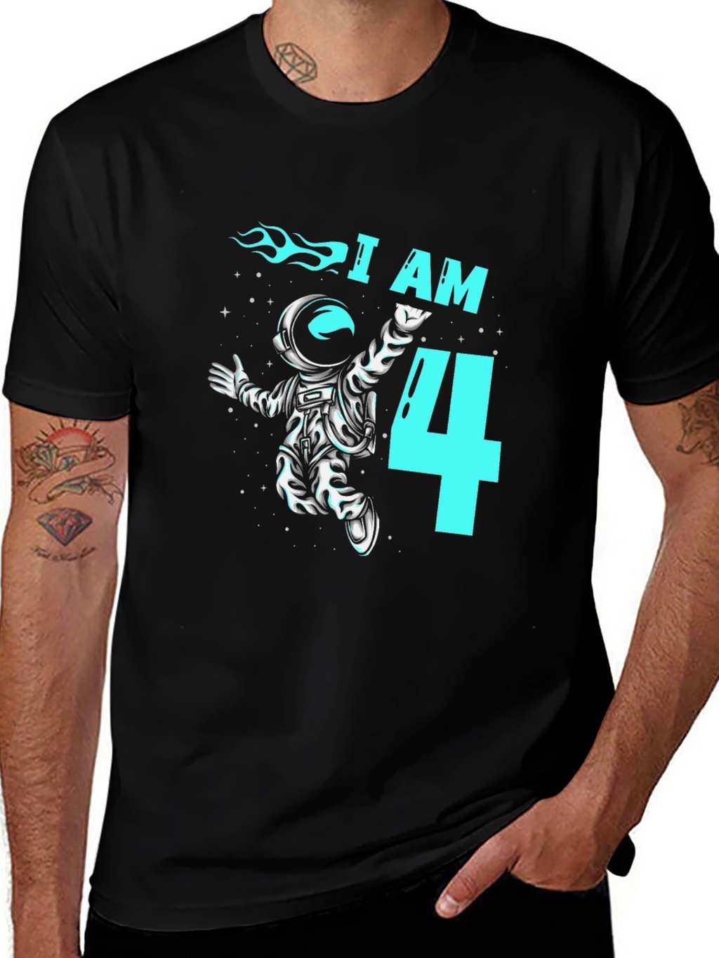 I am Four Astronaut T-Shirt Birthday Tee