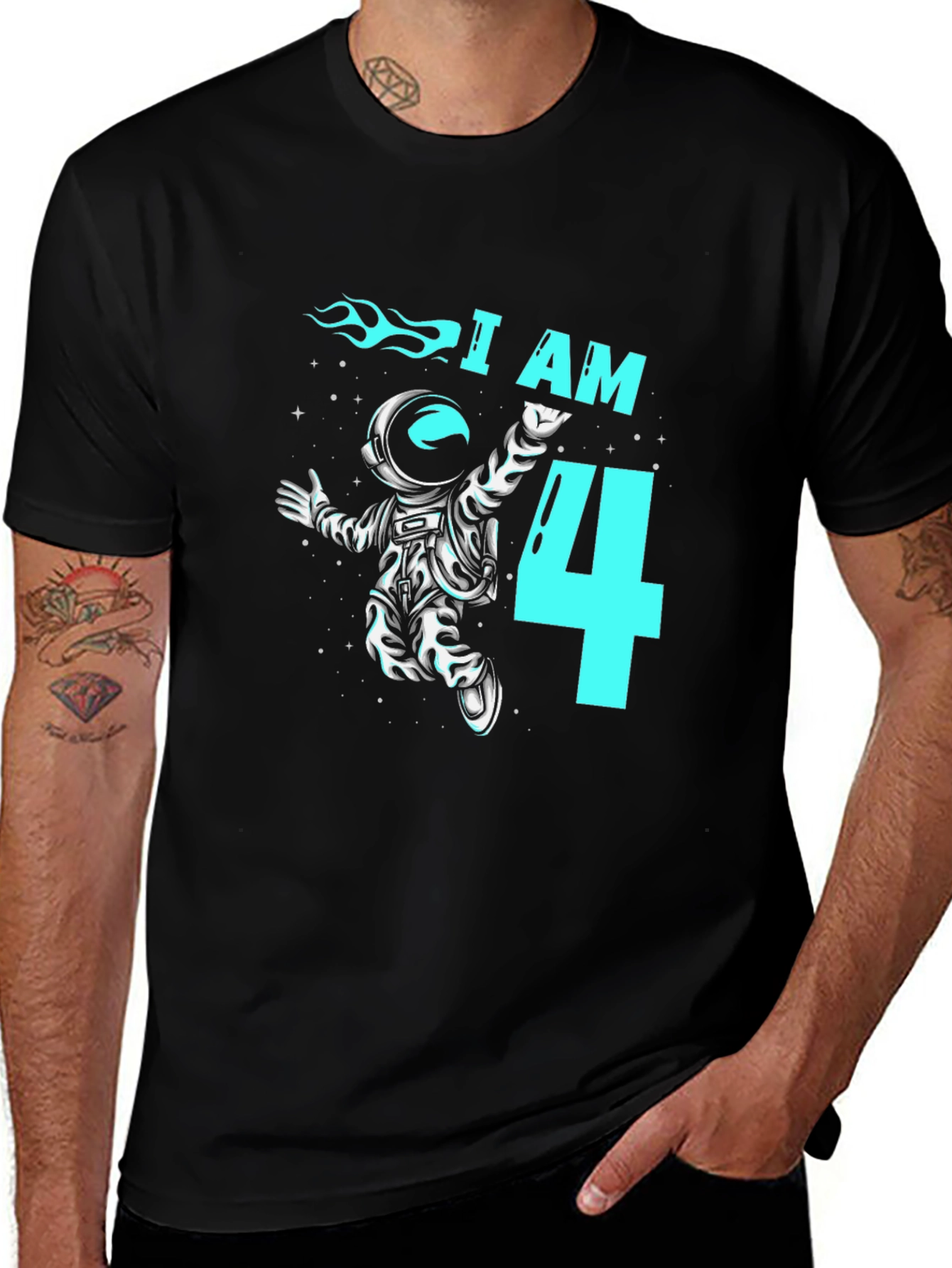 I am Four Astronaut T-Shirt Birthday Tee