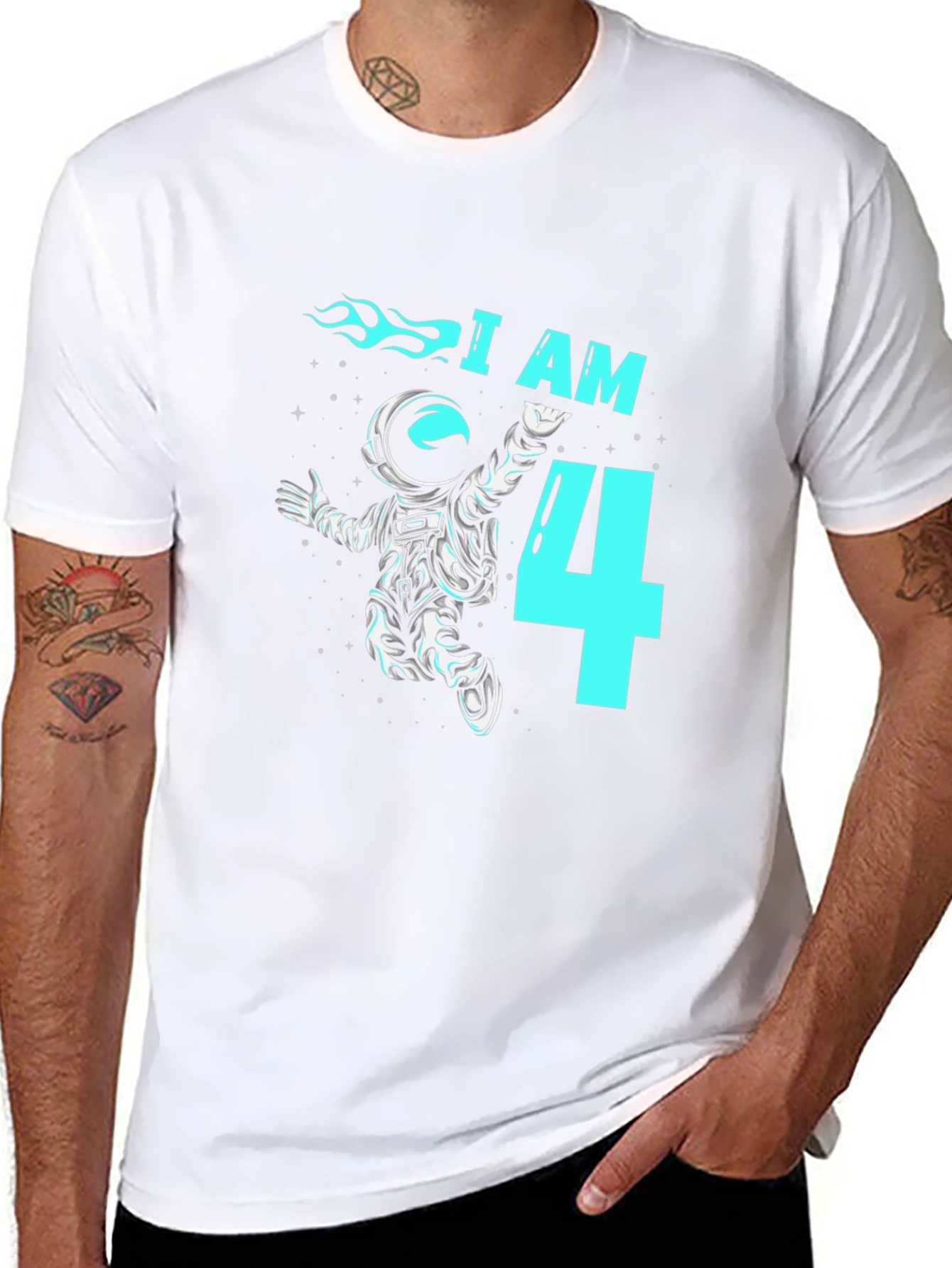 I am Four Astronaut T-Shirt Birthday Tee