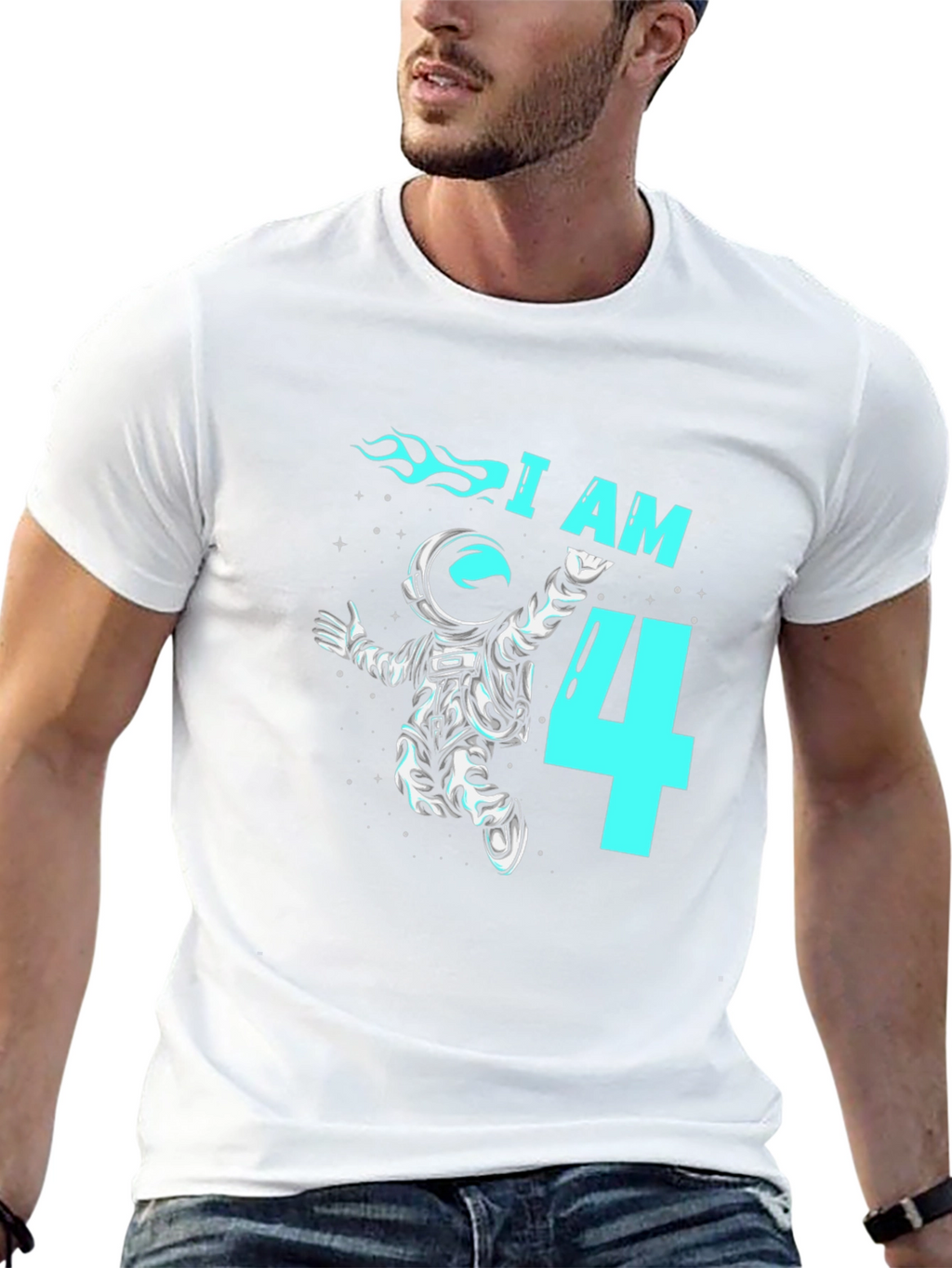 I am Four Astronaut T-Shirt Birthday Tee