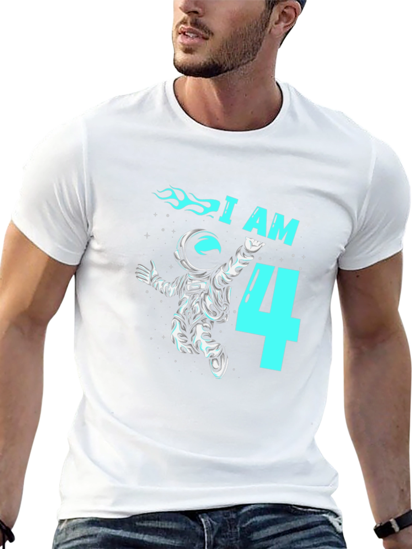 I am Four Astronaut T-Shirt Birthday Tee