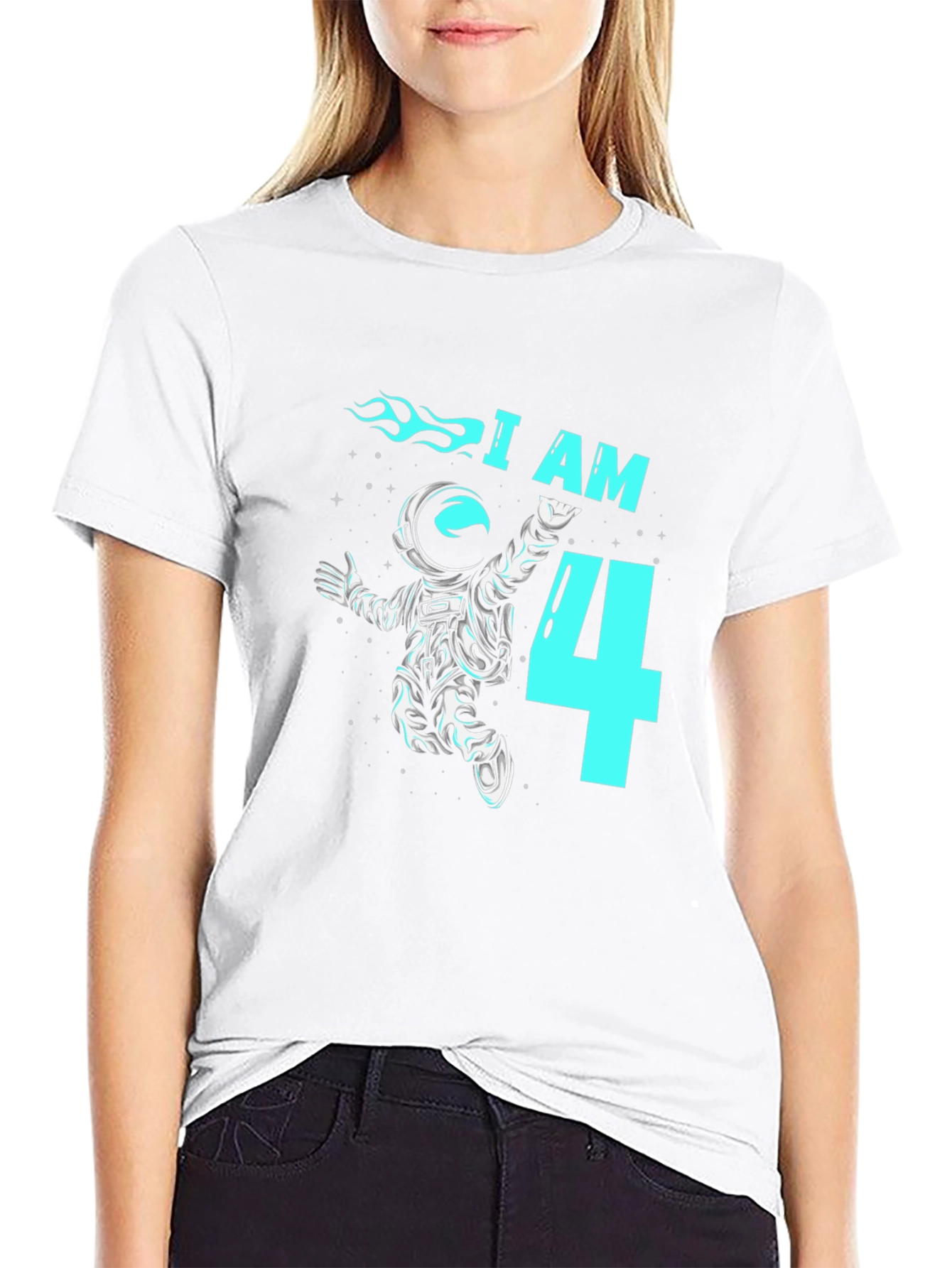 I am Four Astronaut T-Shirt Birthday Tee