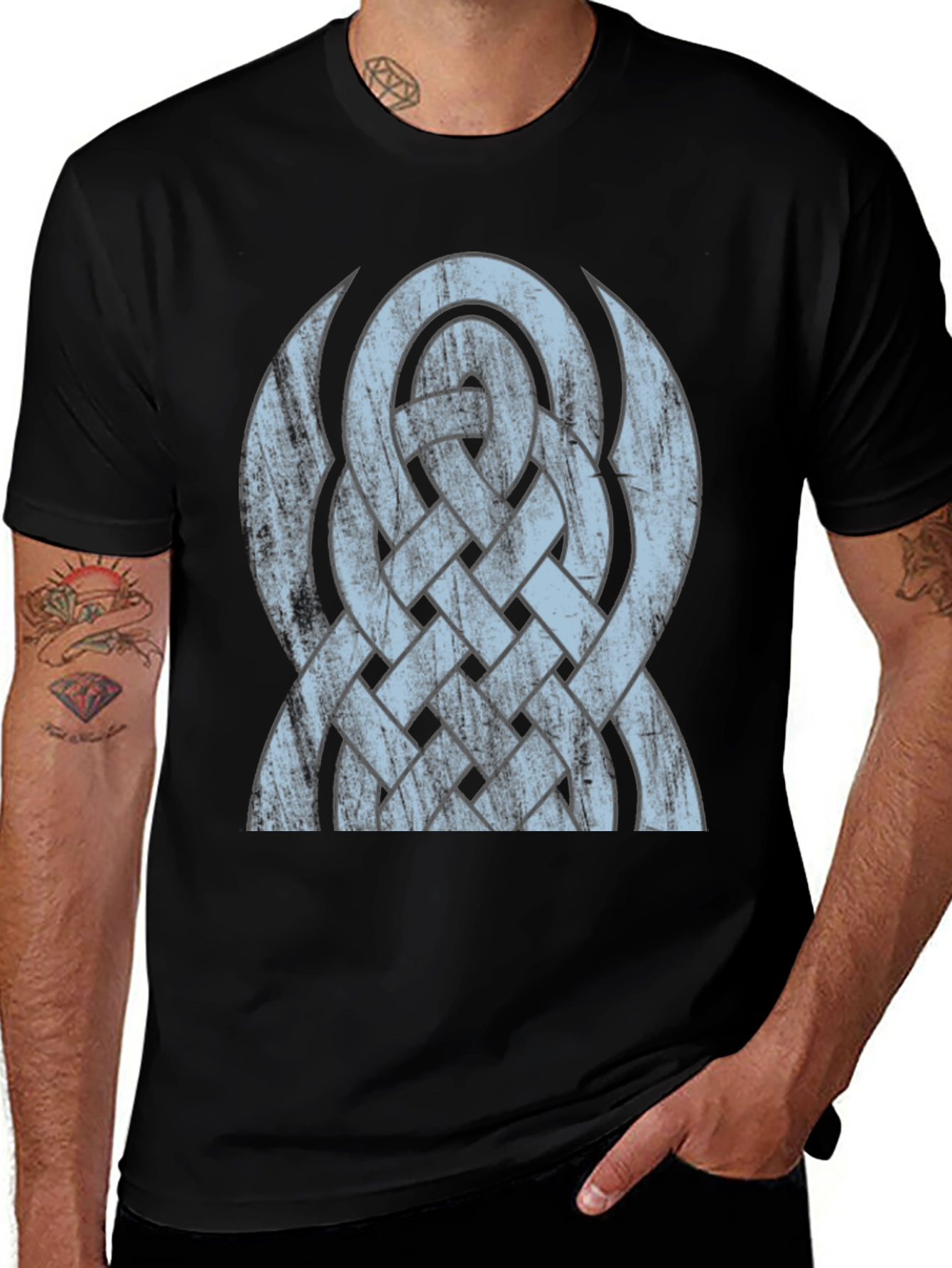 Celtic Knot Graphic Tee - Distressed Design