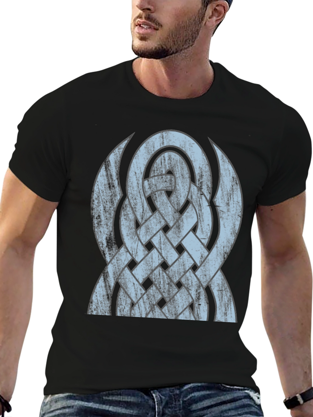 Celtic Knot Graphic Tee - Distressed Design