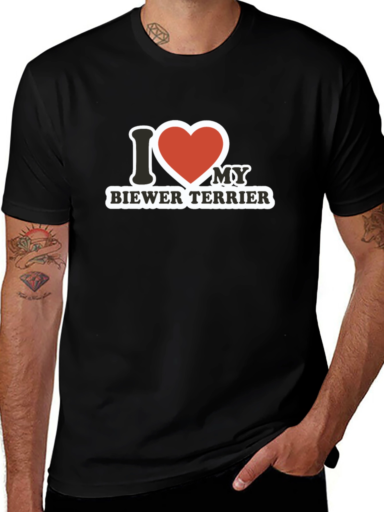 I Love My Biewer Terrier Black T-Shirt