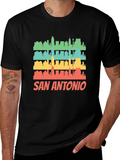 San Antonio Skyline Retro Graphic T-Shirt