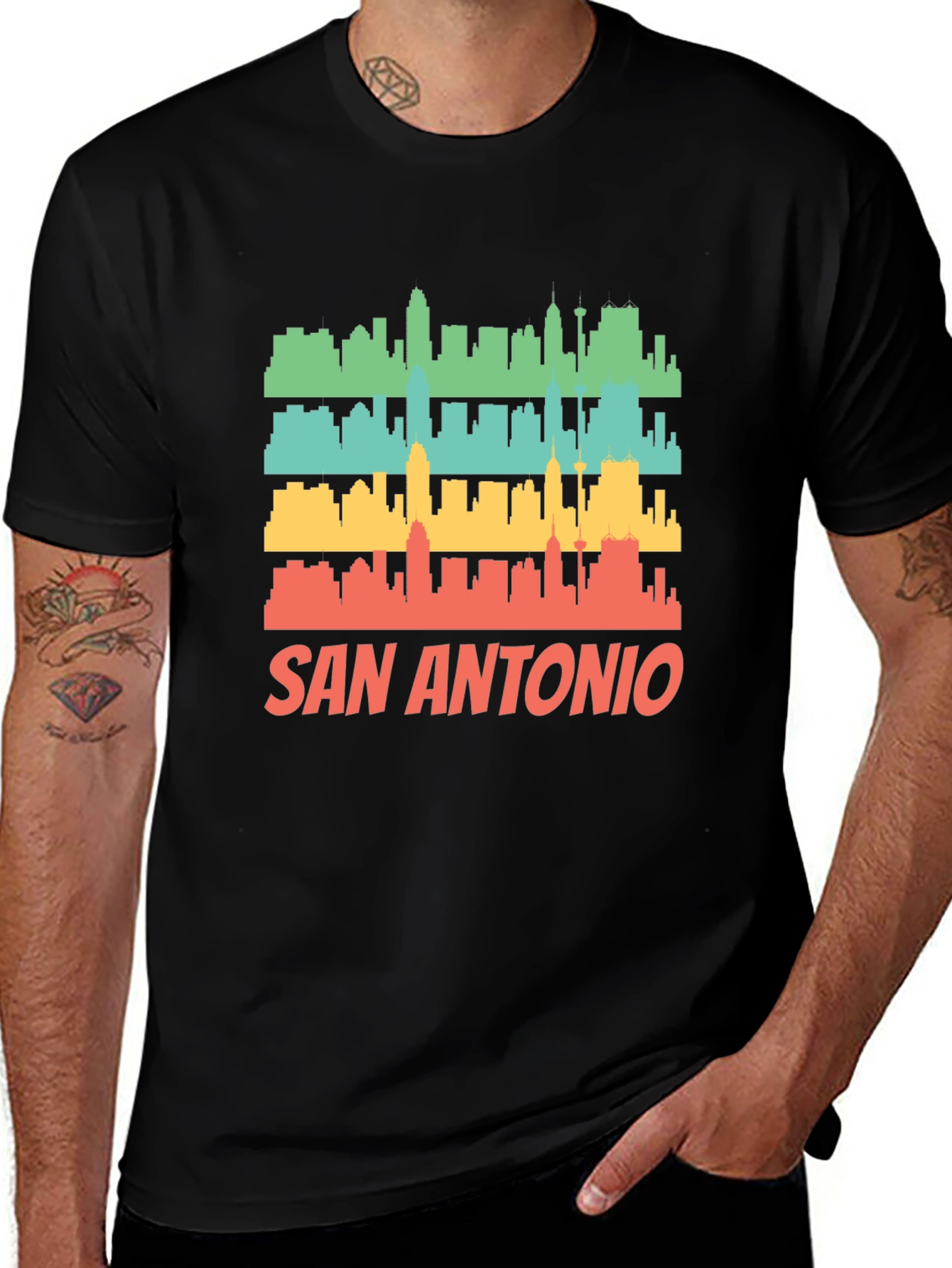 San Antonio Skyline Retro Graphic T-Shirt