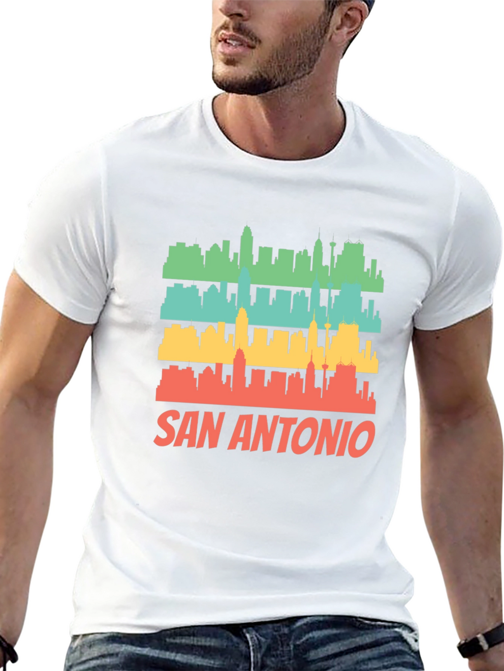 San Antonio Skyline Retro Graphic T-Shirt