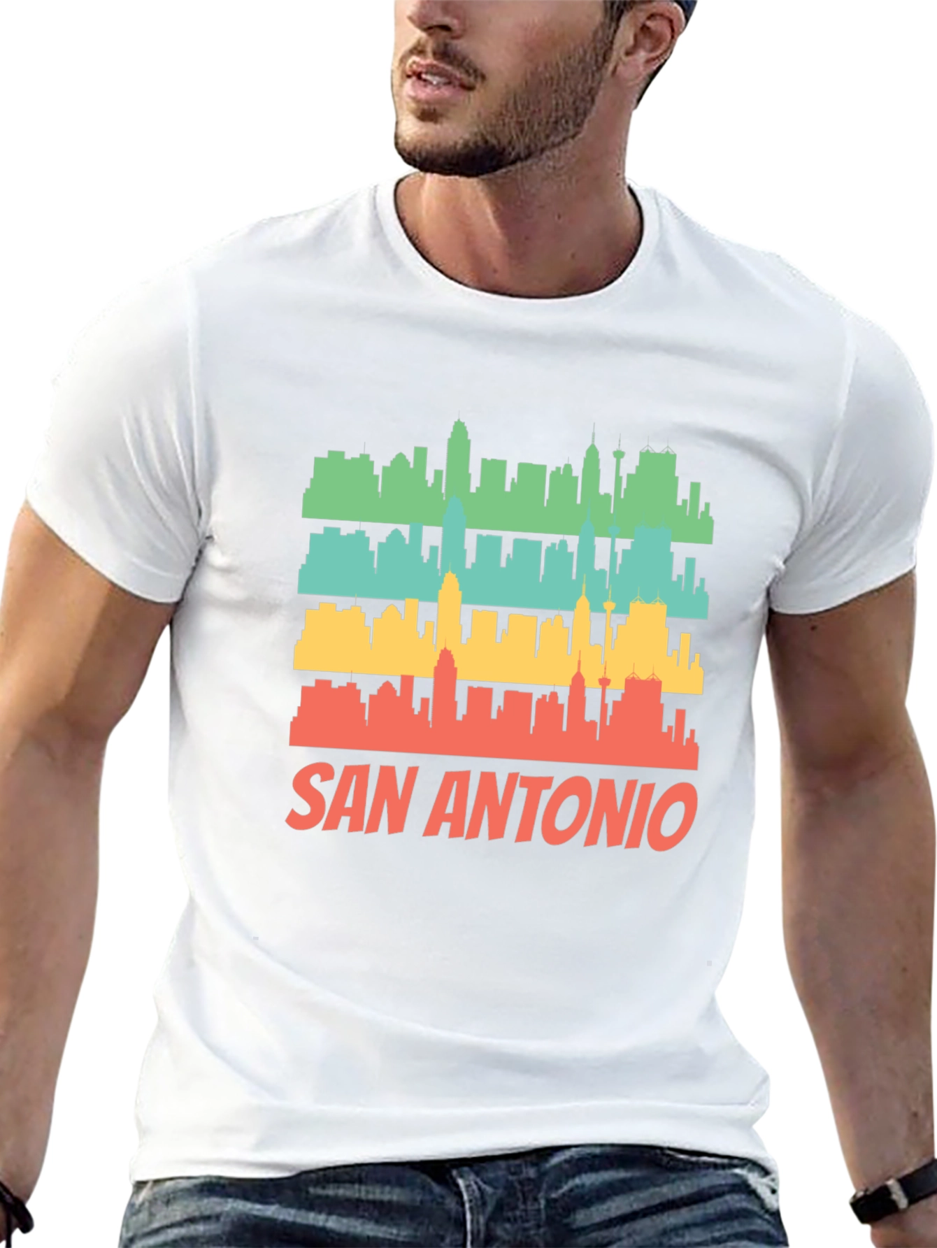 San Antonio Skyline Retro Graphic T-Shirt