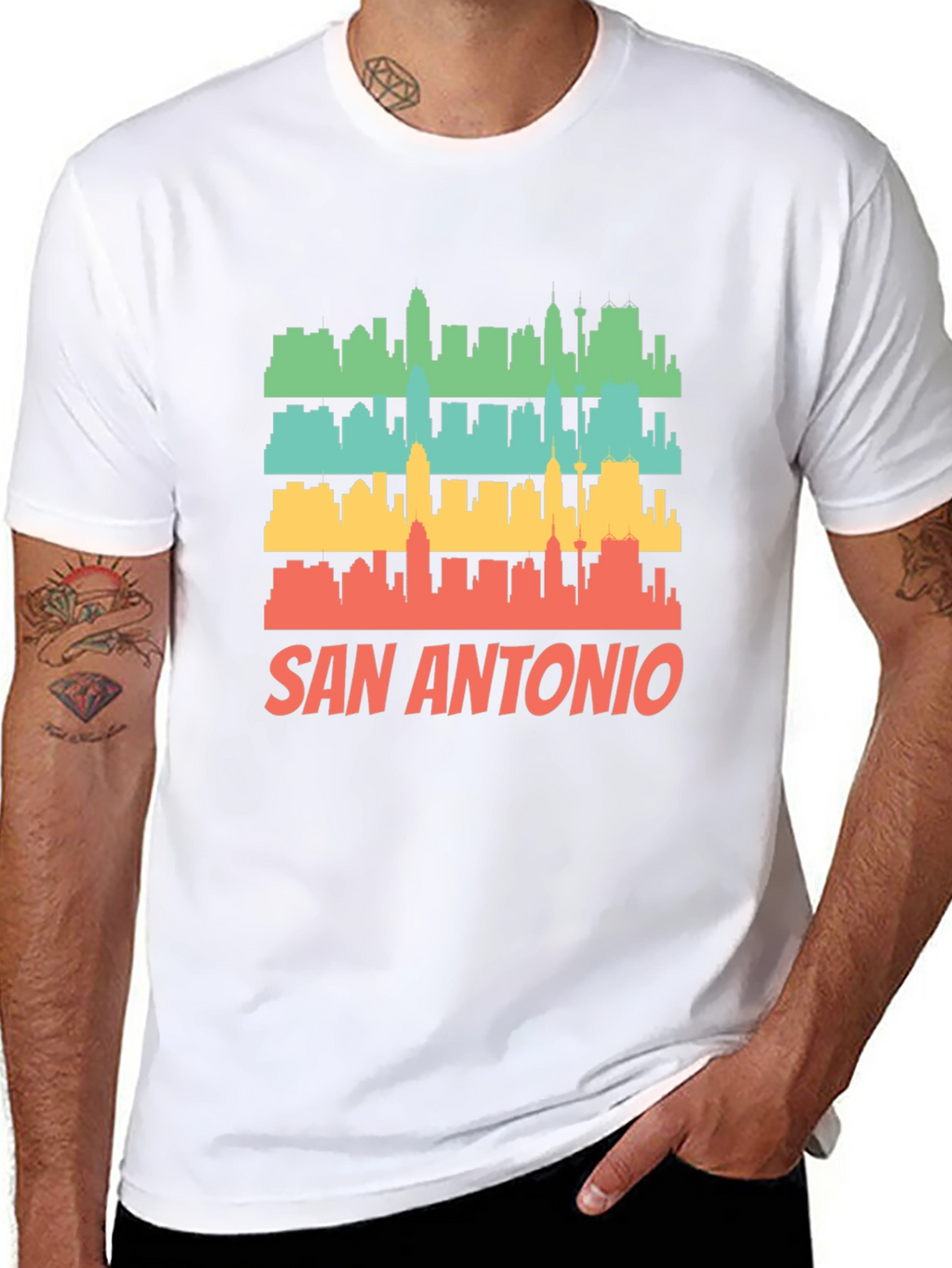 San Antonio Skyline Retro Graphic T-Shirt