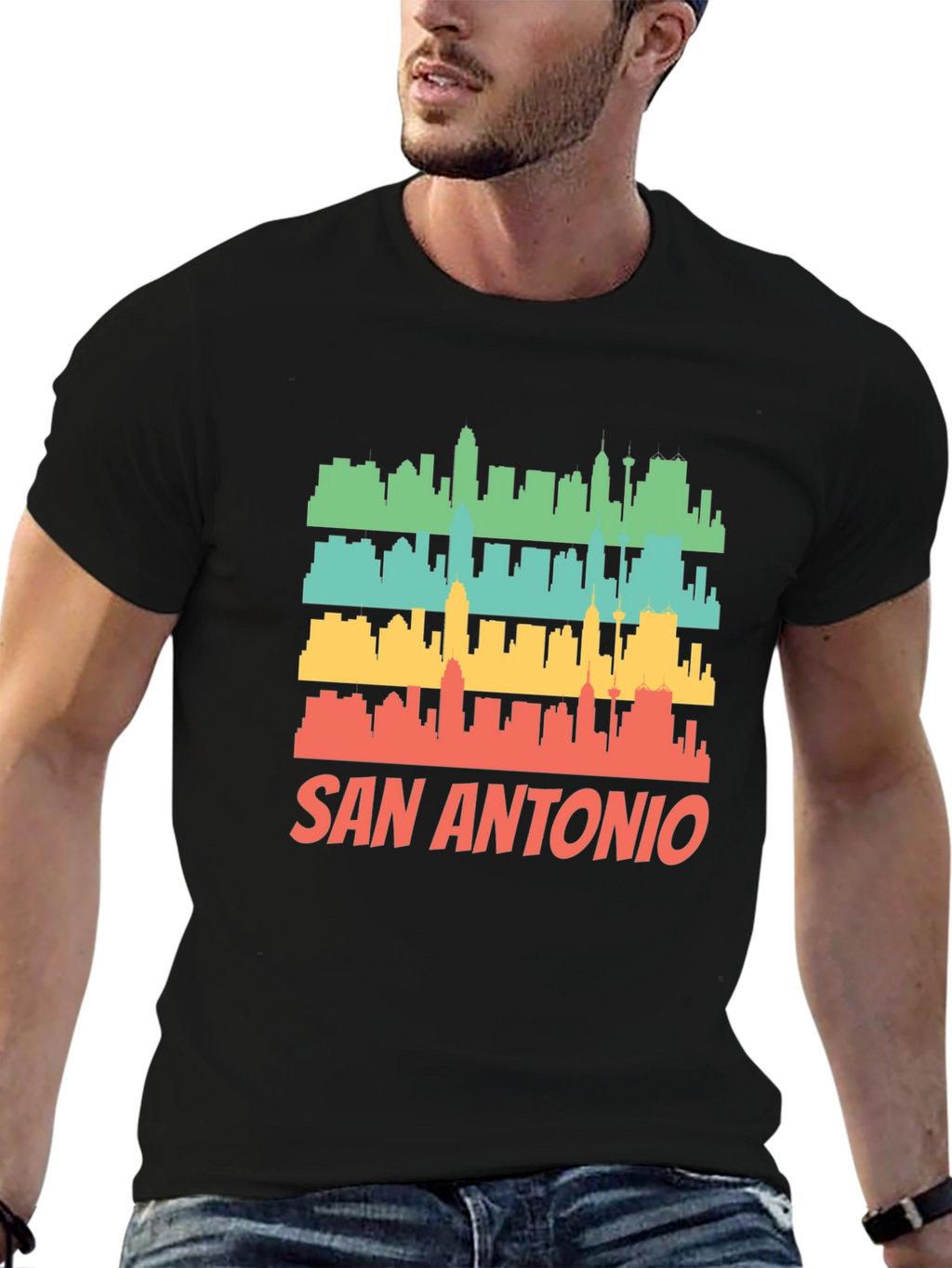San Antonio Skyline Retro Graphic T-Shirt
