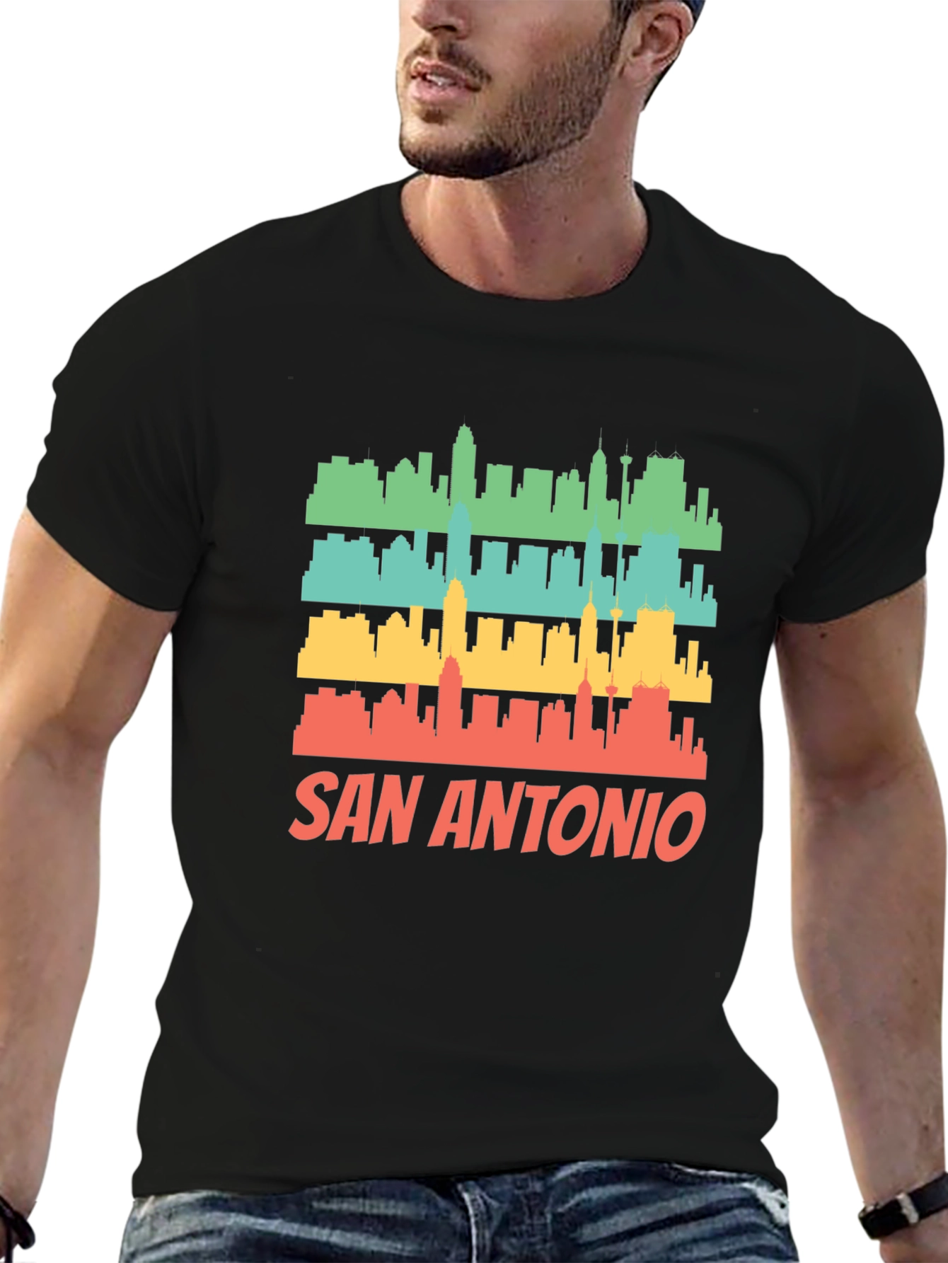 San Antonio Skyline Retro Graphic T-Shirt