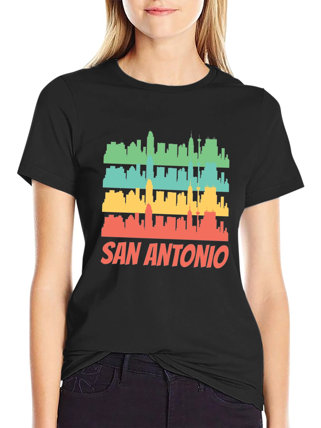 San Antonio Skyline Retro Graphic T-Shirt